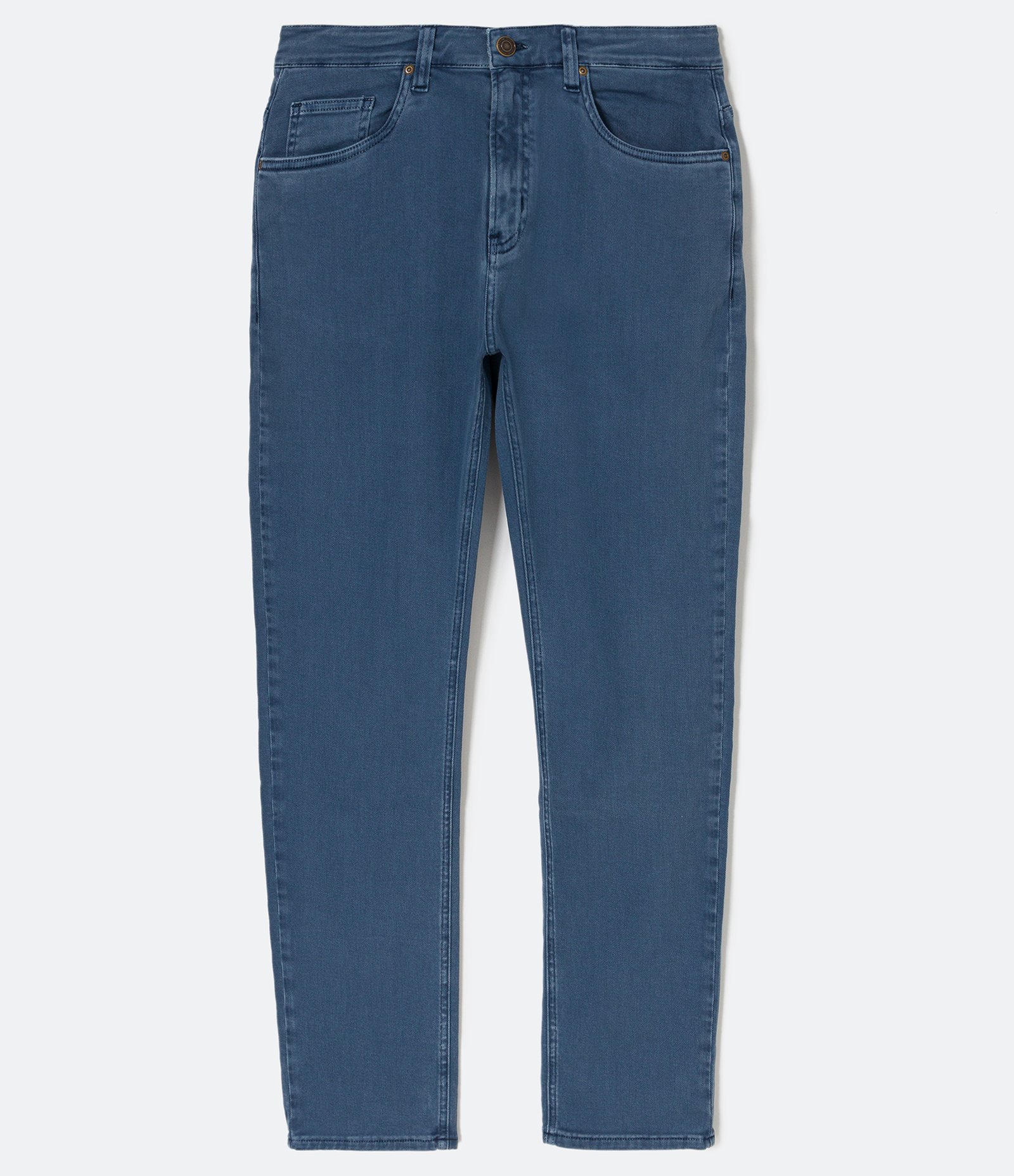 Calça Slim em Sarja com Bolsos Azul 6