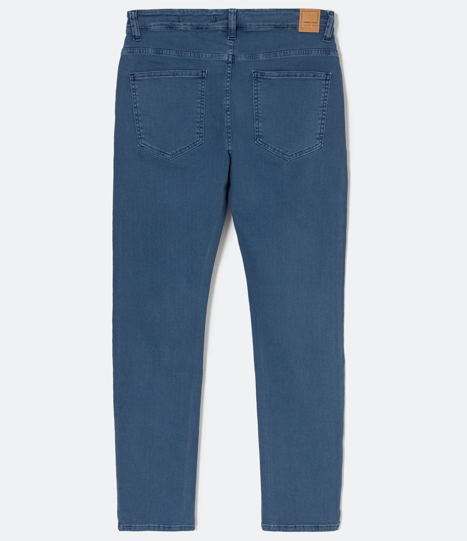 Calça Slim em Sarja com Bolsos Azul 7