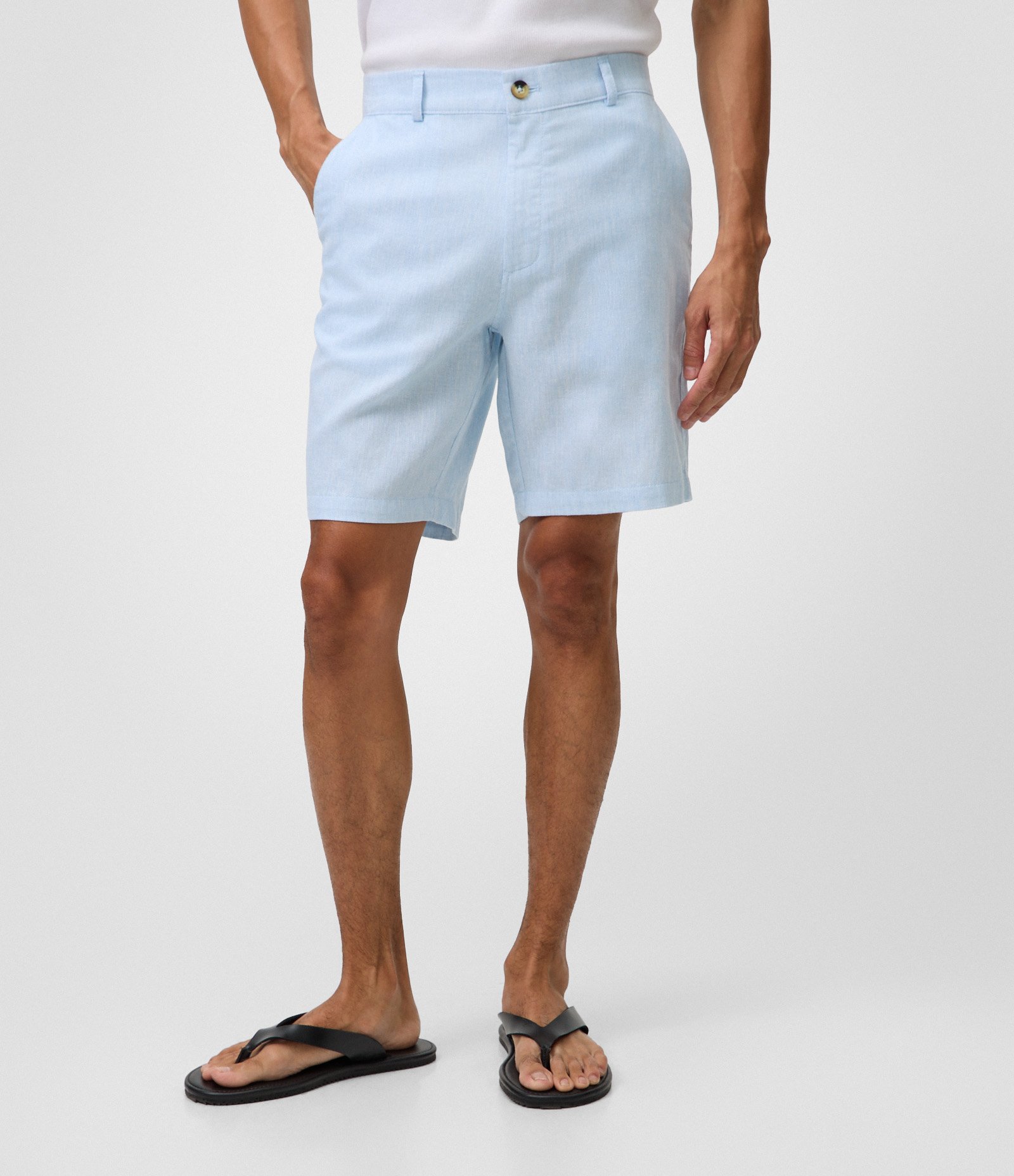 Bermuda Slim Texturizada em Linho com Algodão Azul 3