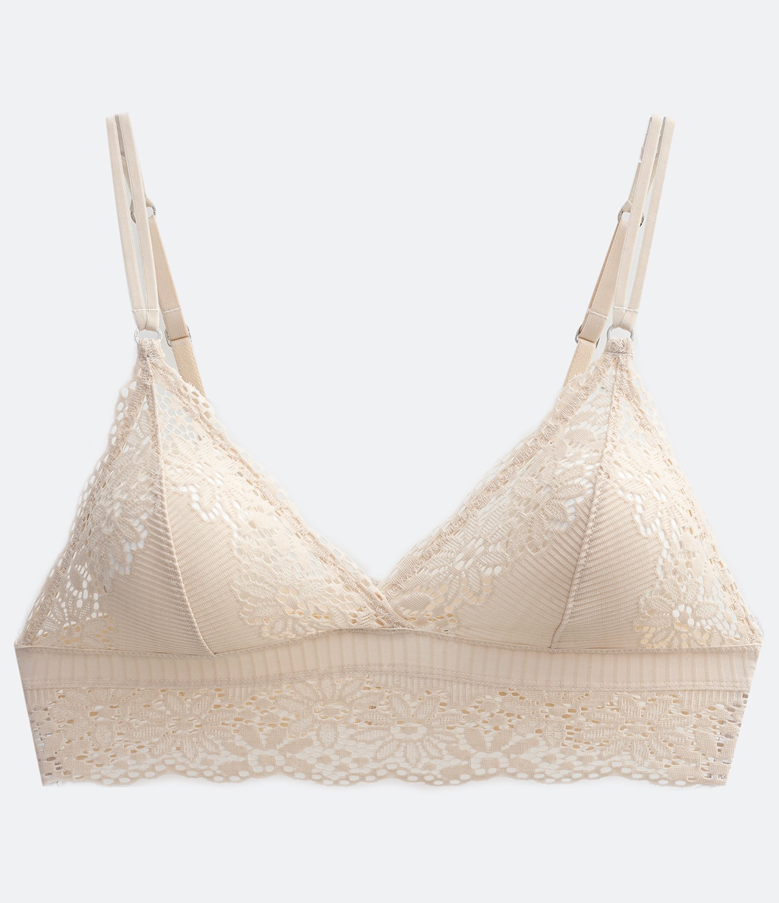 Sutiã Sem Bojo em Microfibra com Detalhes em Renda Bege 5