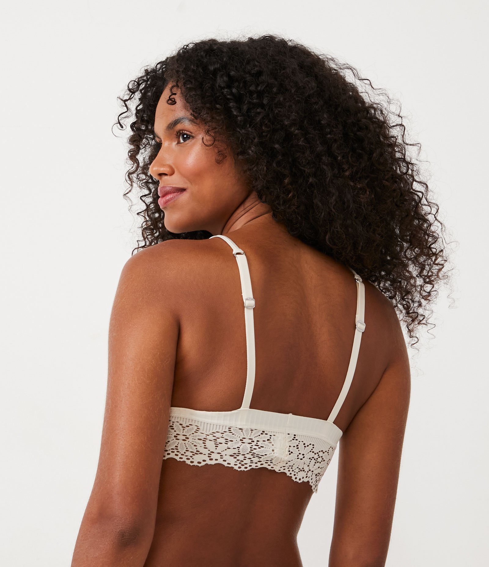 Sutiã Sem Bojo em Microfibra com Detalhes em Renda Bege 3