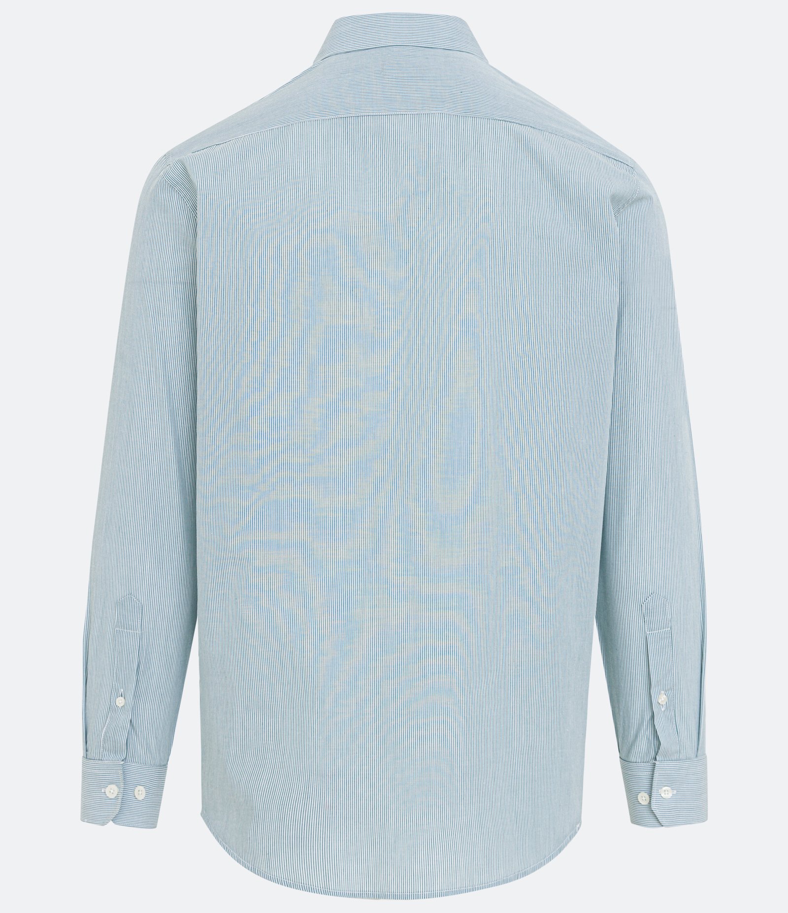 Camisa Slim em Tricoline com Listras e Manga Longa Azul Claro 8