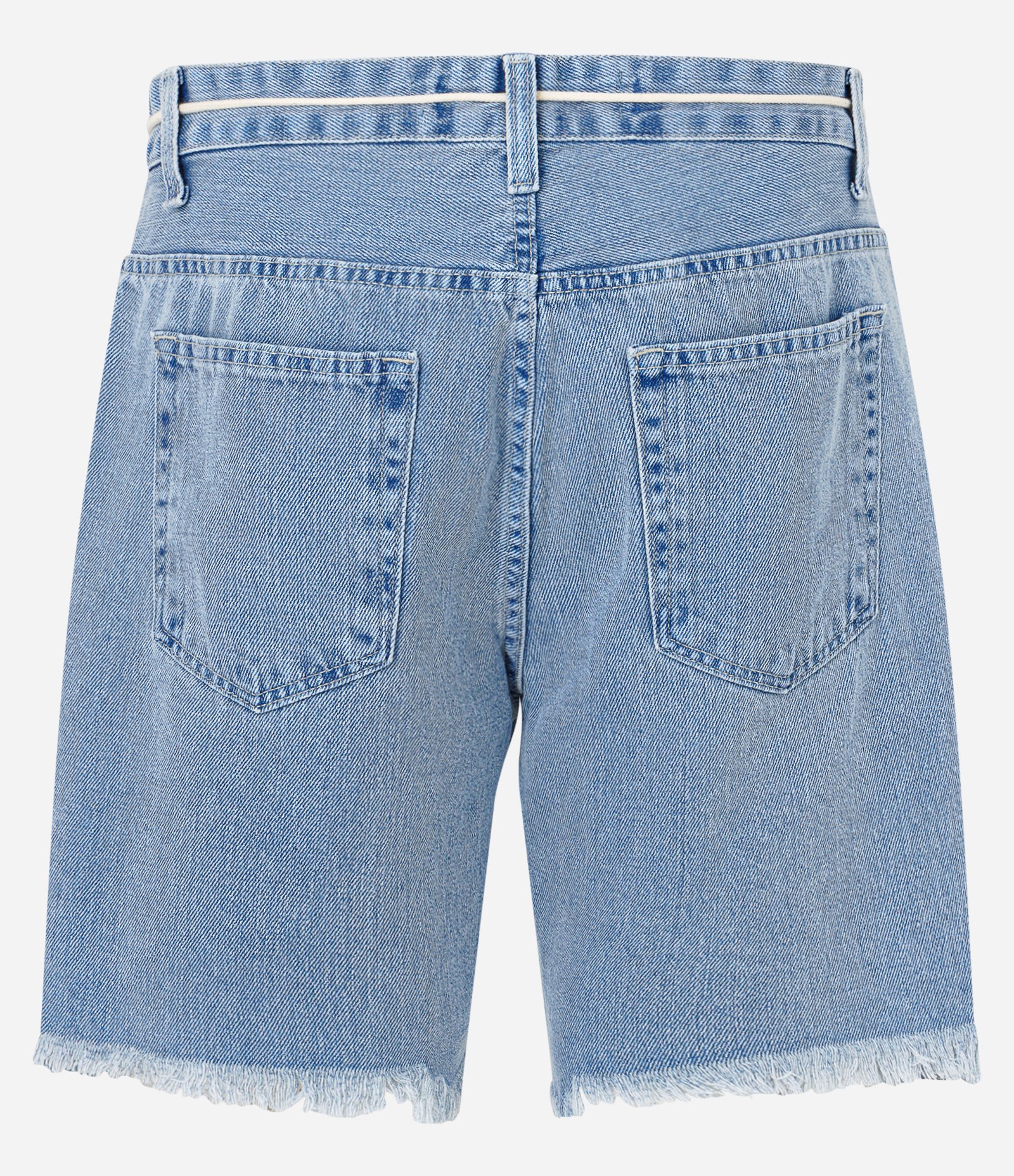 Bermuda Slim em Jeans com Cordão e Puídos na Barra Azul 2