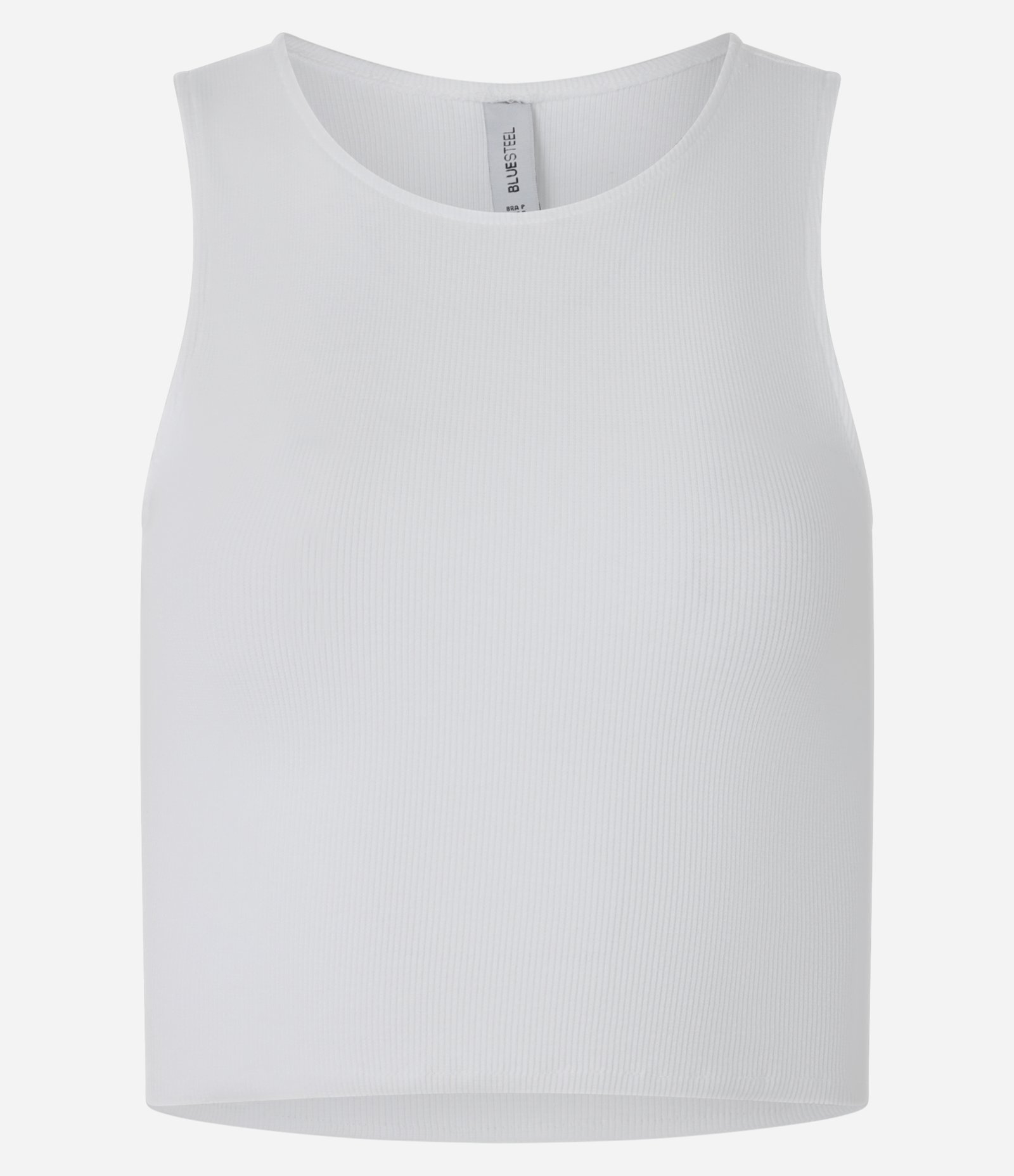 Blusa Cropped sem Manga em Algodão com Textura Canelada Branco 4