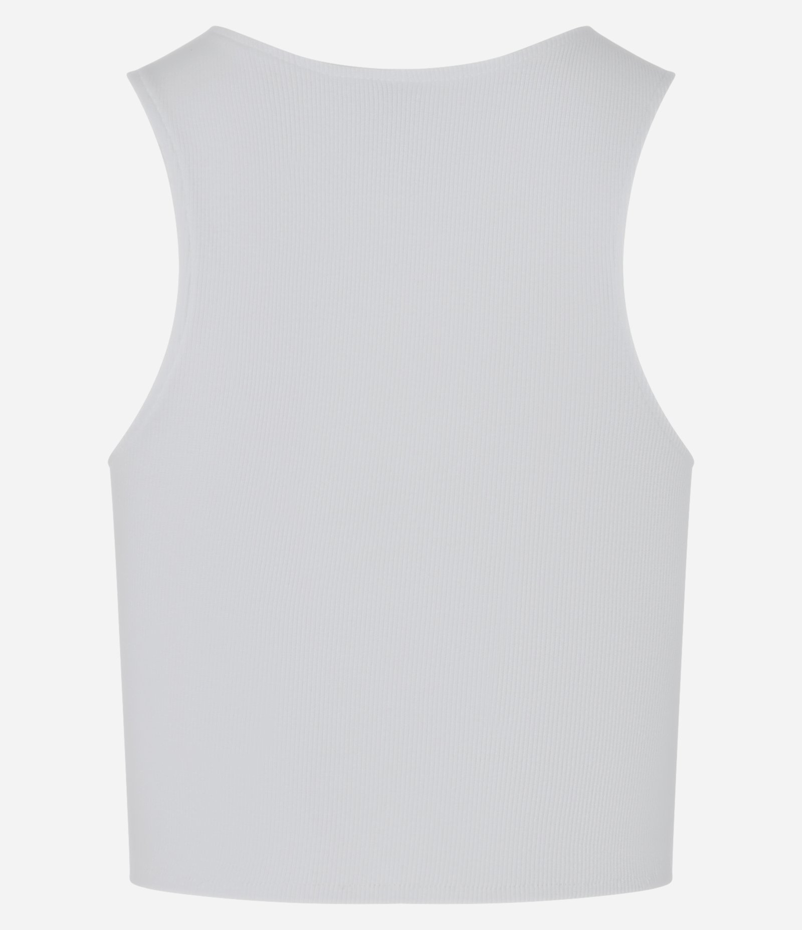 Blusa Cropped sem Manga em Algodão com Textura Canelada Branco 6