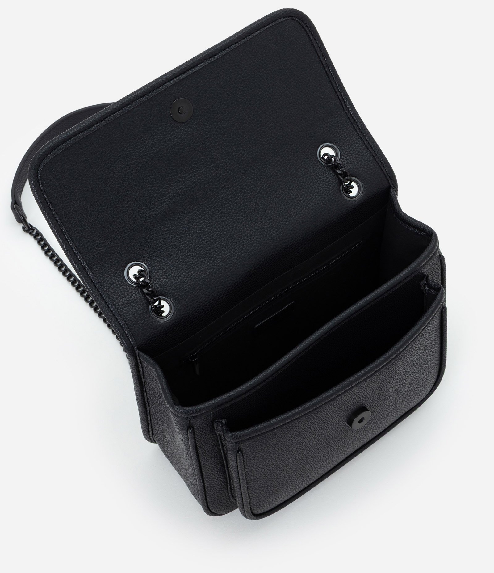 Bolsa Média com Tampa e Alça de Corrente Preto 8