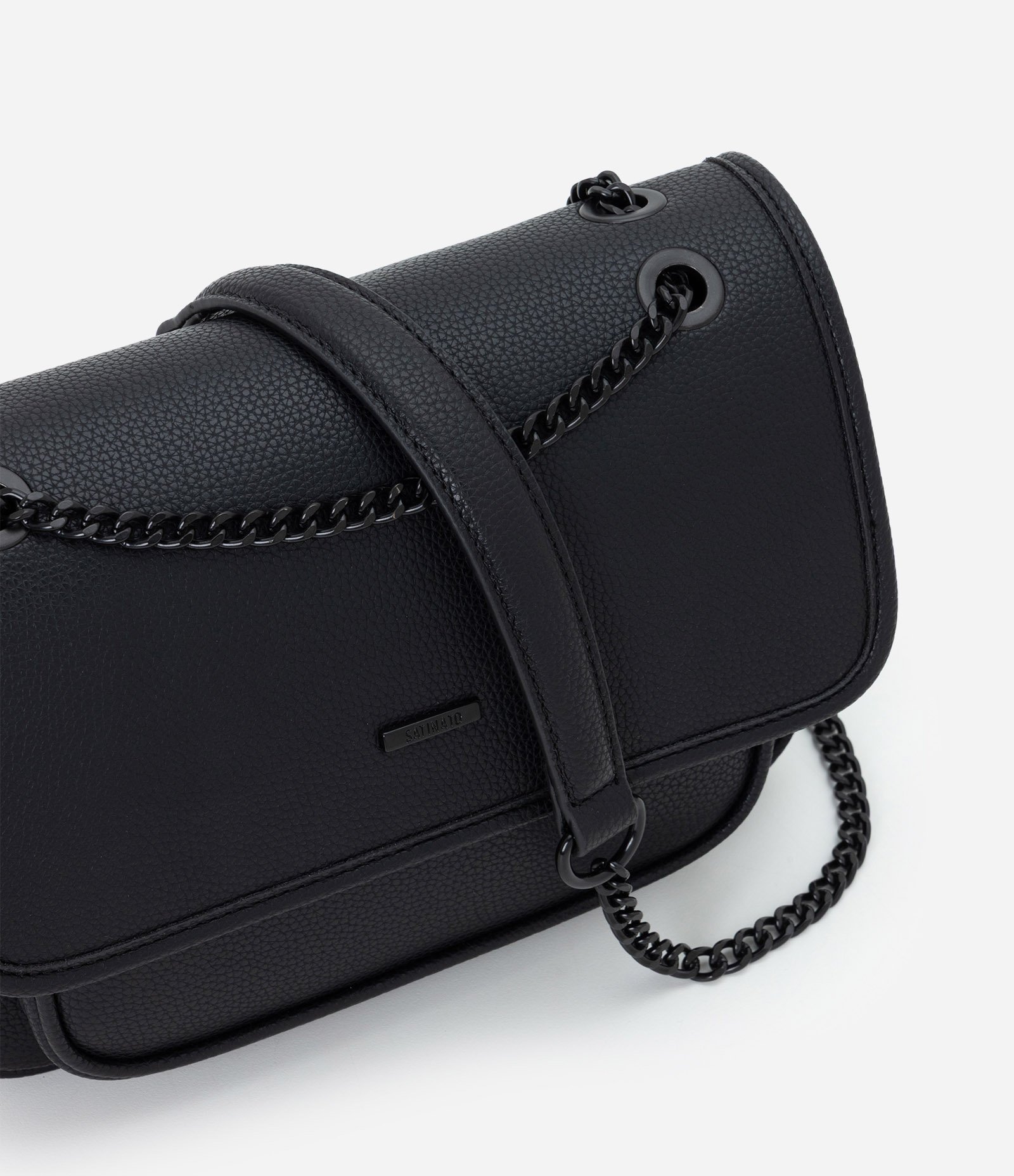 Bolsa Média com Tampa e Alça de Corrente Preto 9
