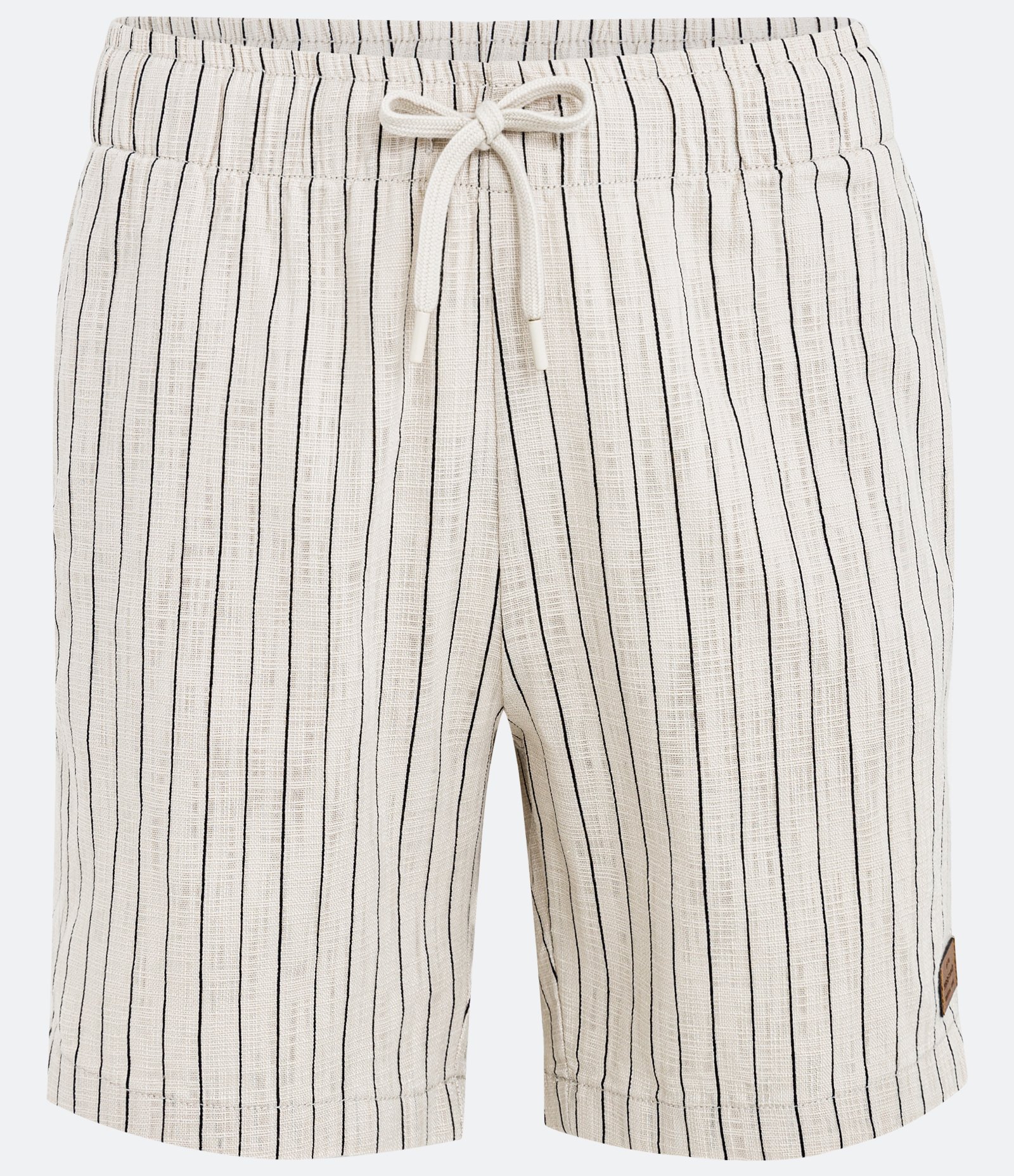 Bermuda em Algodão com Cós Elástico e Estampa Listrada Bege 7