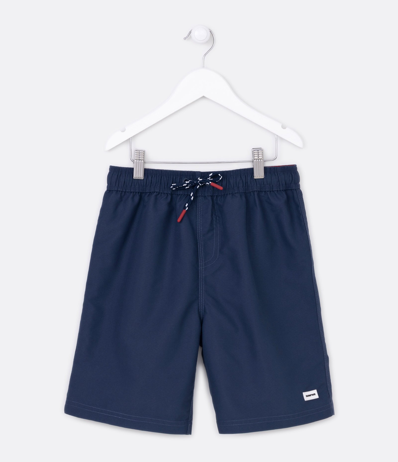 Bermuda de Banho Infantil com Etiqueta Emborrachada - Tam 5 a 14 anos Azul Escuro 1