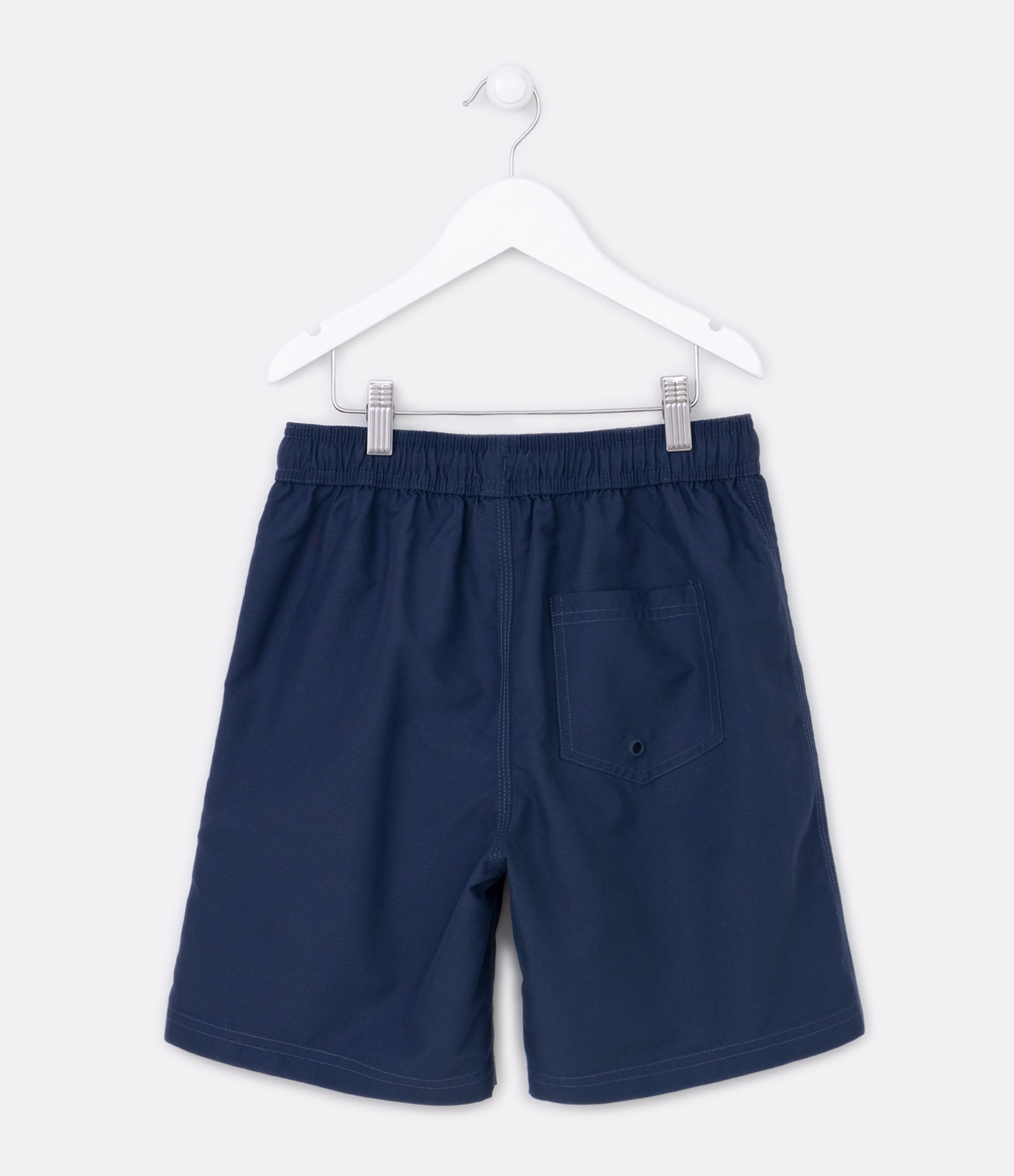 Bermuda de Banho Infantil com Etiqueta Emborrachada - Tam 5 a 14 anos Azul Escuro 2