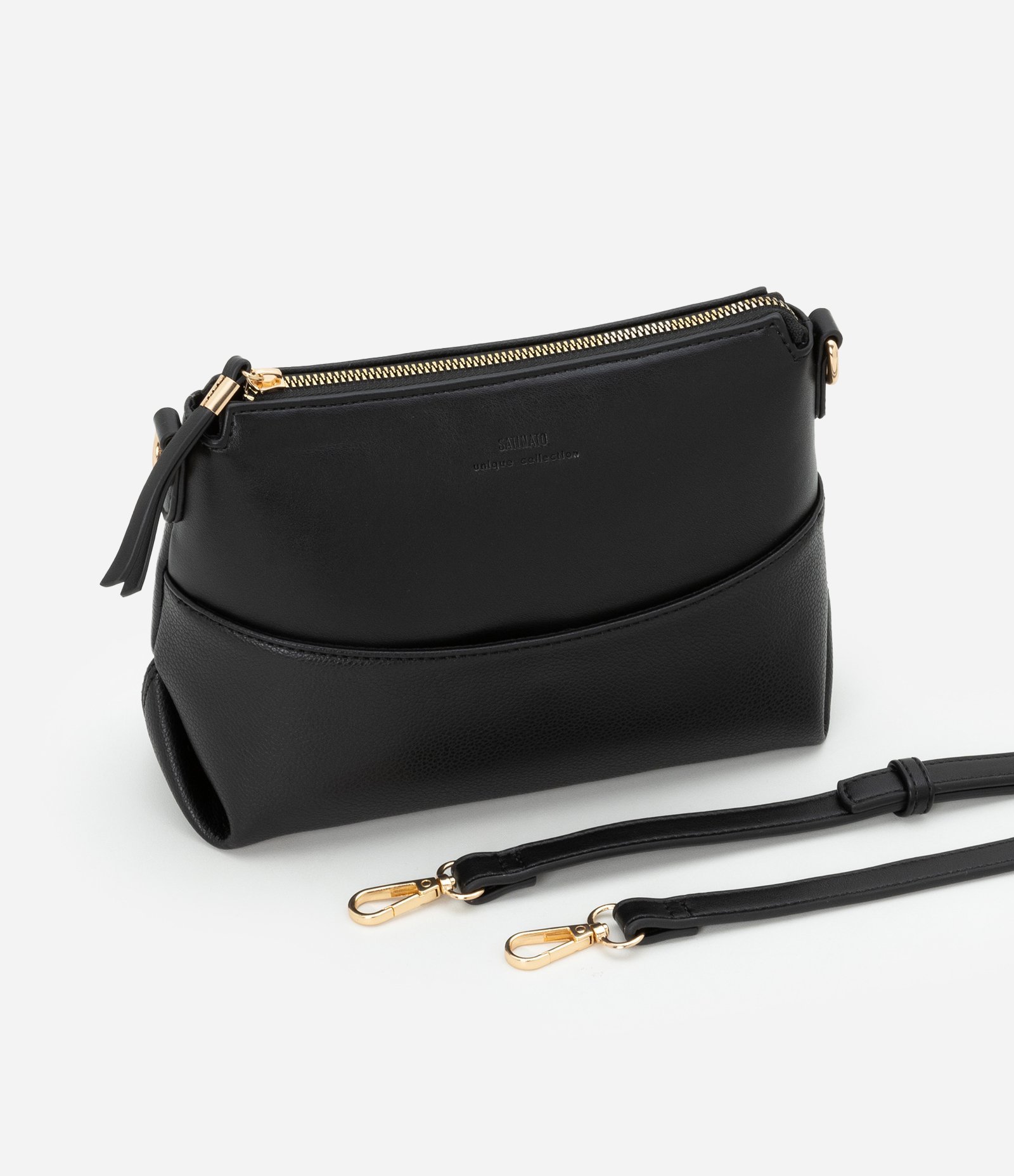 Bolsa Pequena Transversal com Fechamento por Zíper Preto 9