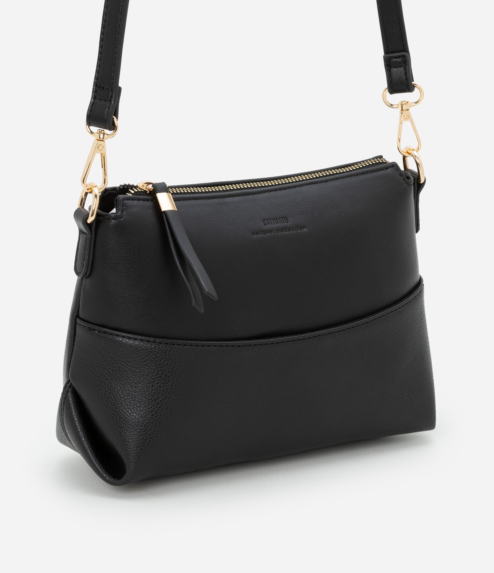 Bolsa Pequena Transversal com Fechamento por Zíper Preto 3