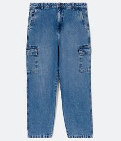 Calça Baggy Jeans com Bolsos Cargo e Efeito Marmorizado