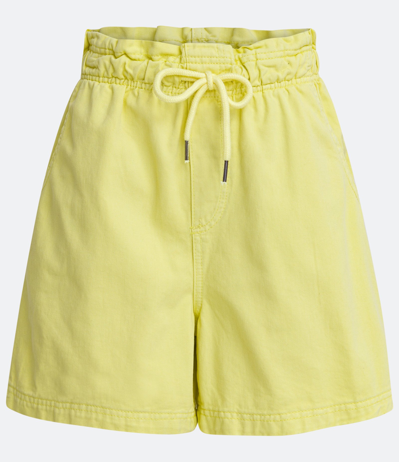 Short Curto em Sarja com Elástico no Cós e Barra Larga Amarelo 4