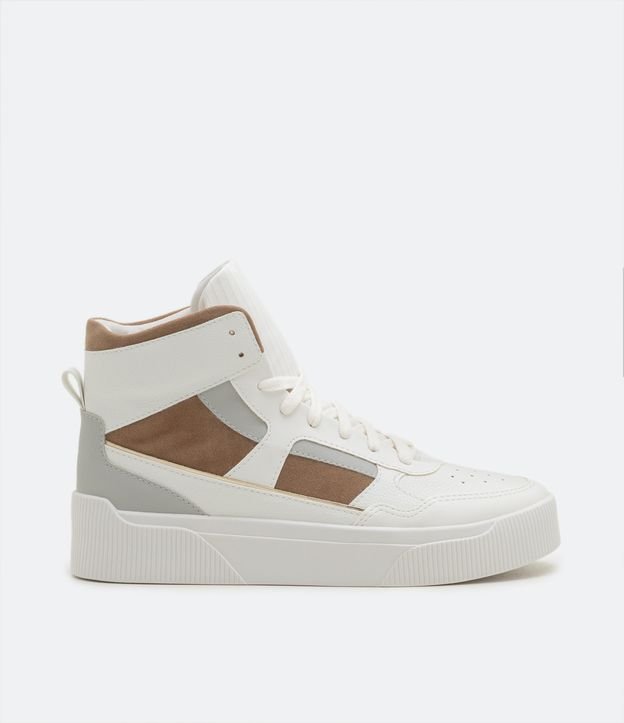 Championes Bota con Recortes Contrastantes y Caja Alta Beige 4