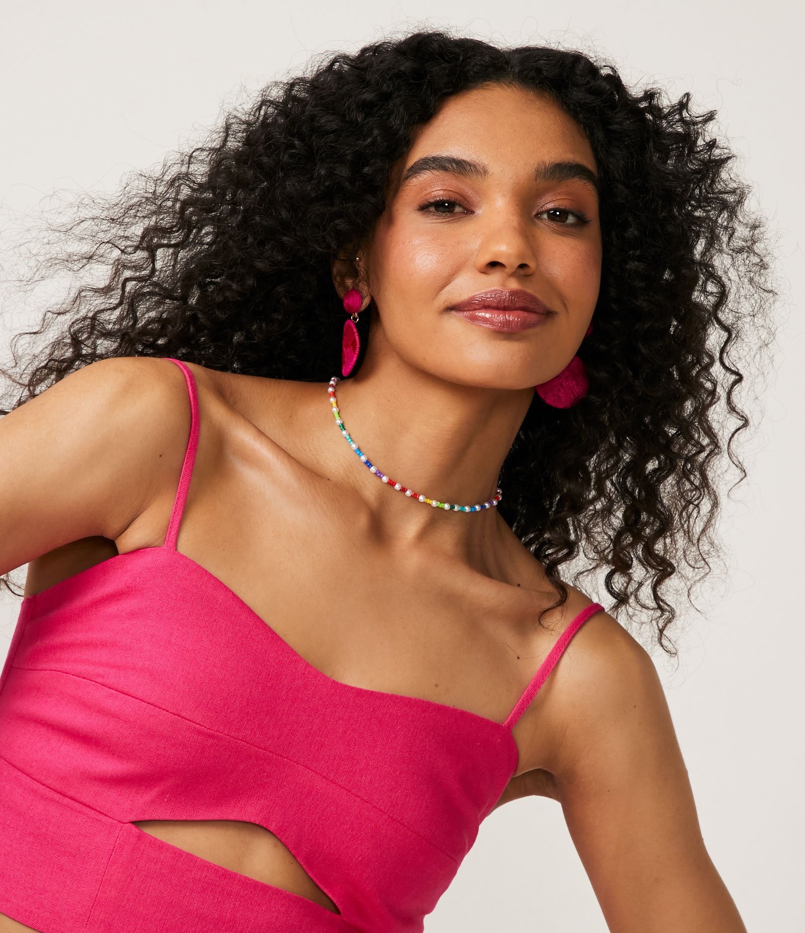 Blusa Regata Cropped com Vazado e Lastex Rosa 4