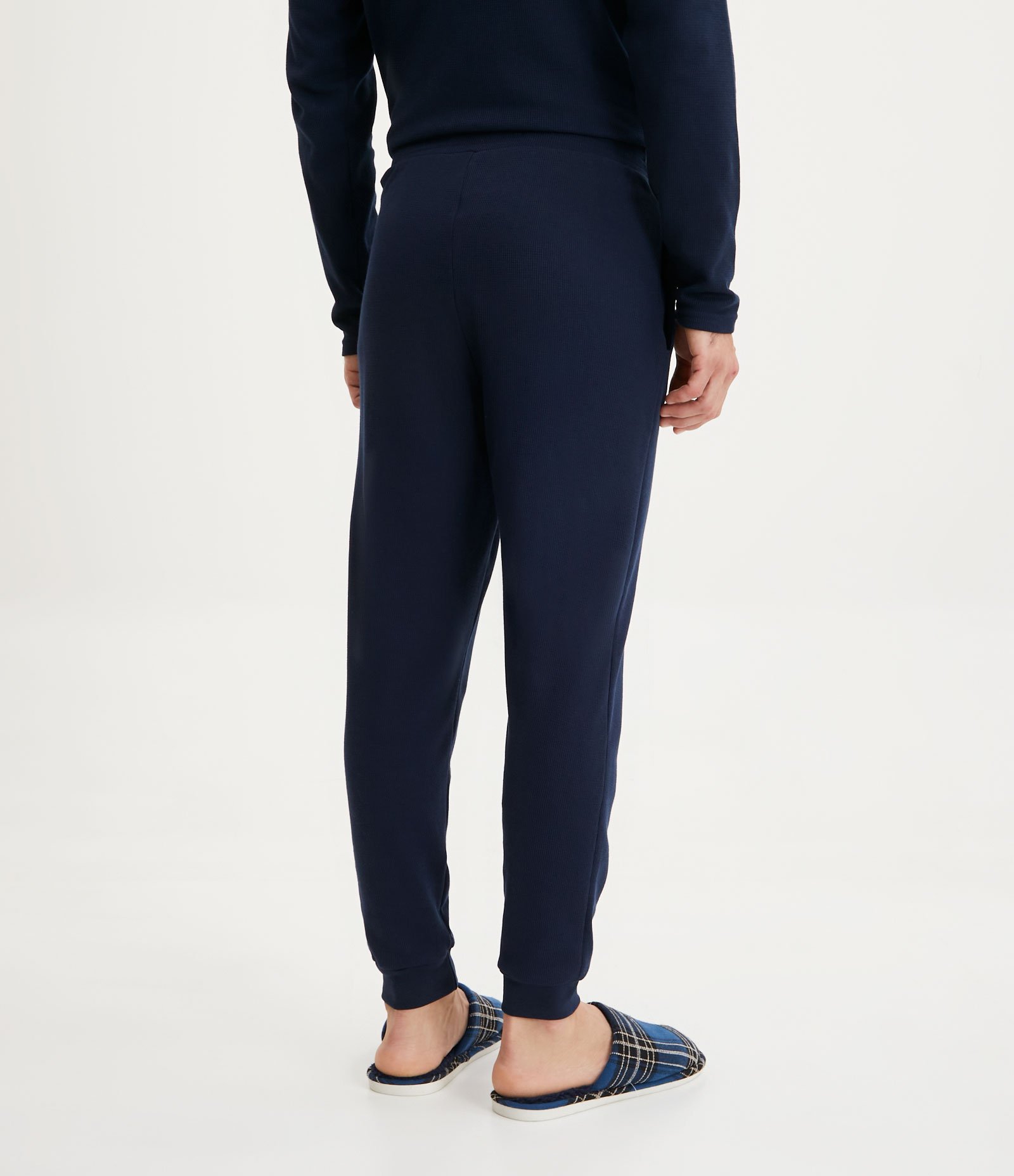 Calça Jogger de Pijama em Algodão com Textura Waffle e Bolsos Azul 3