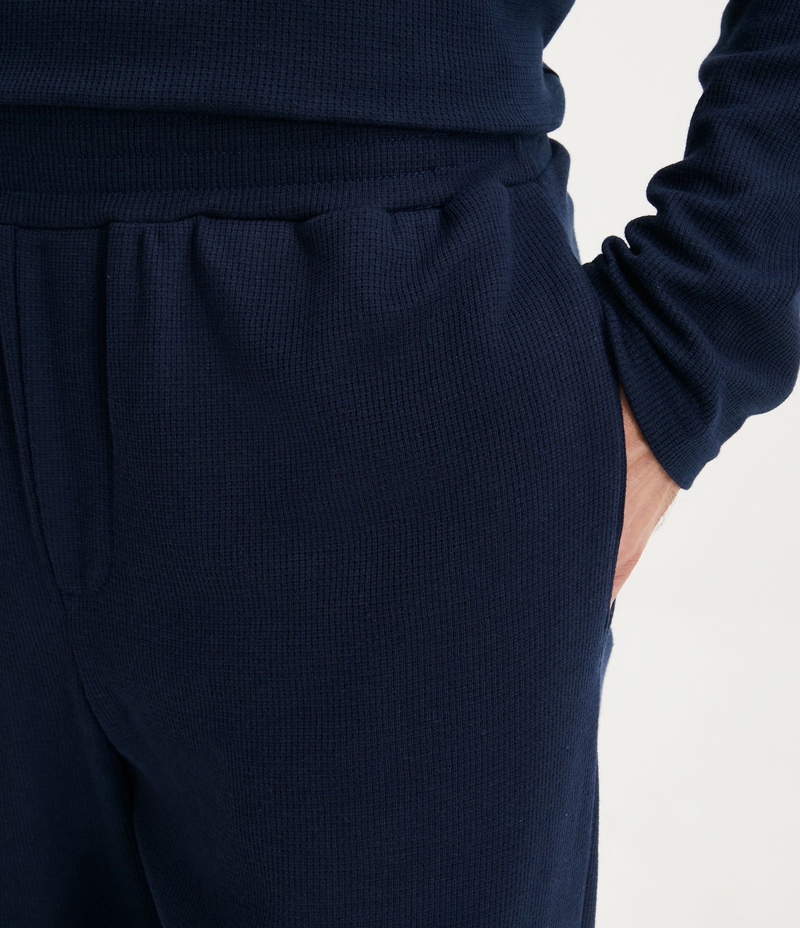 Calça Jogger de Pijama em Algodão com Textura Waffle e Bolsos Azul 4