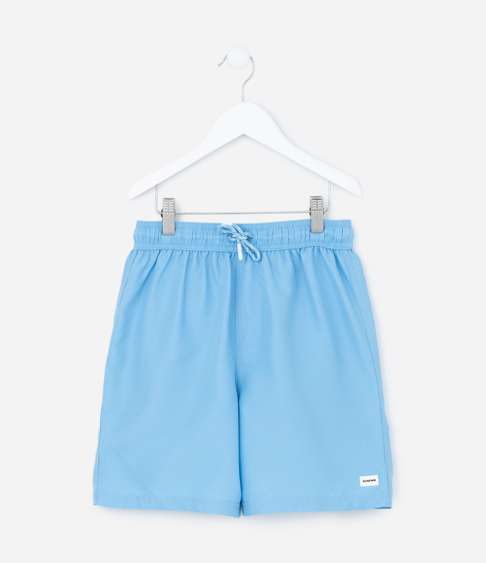 Bermuda de Banho Infantil com Etiqueta Emborrachada - Tam 5 a 14 anos Azul Claro 1