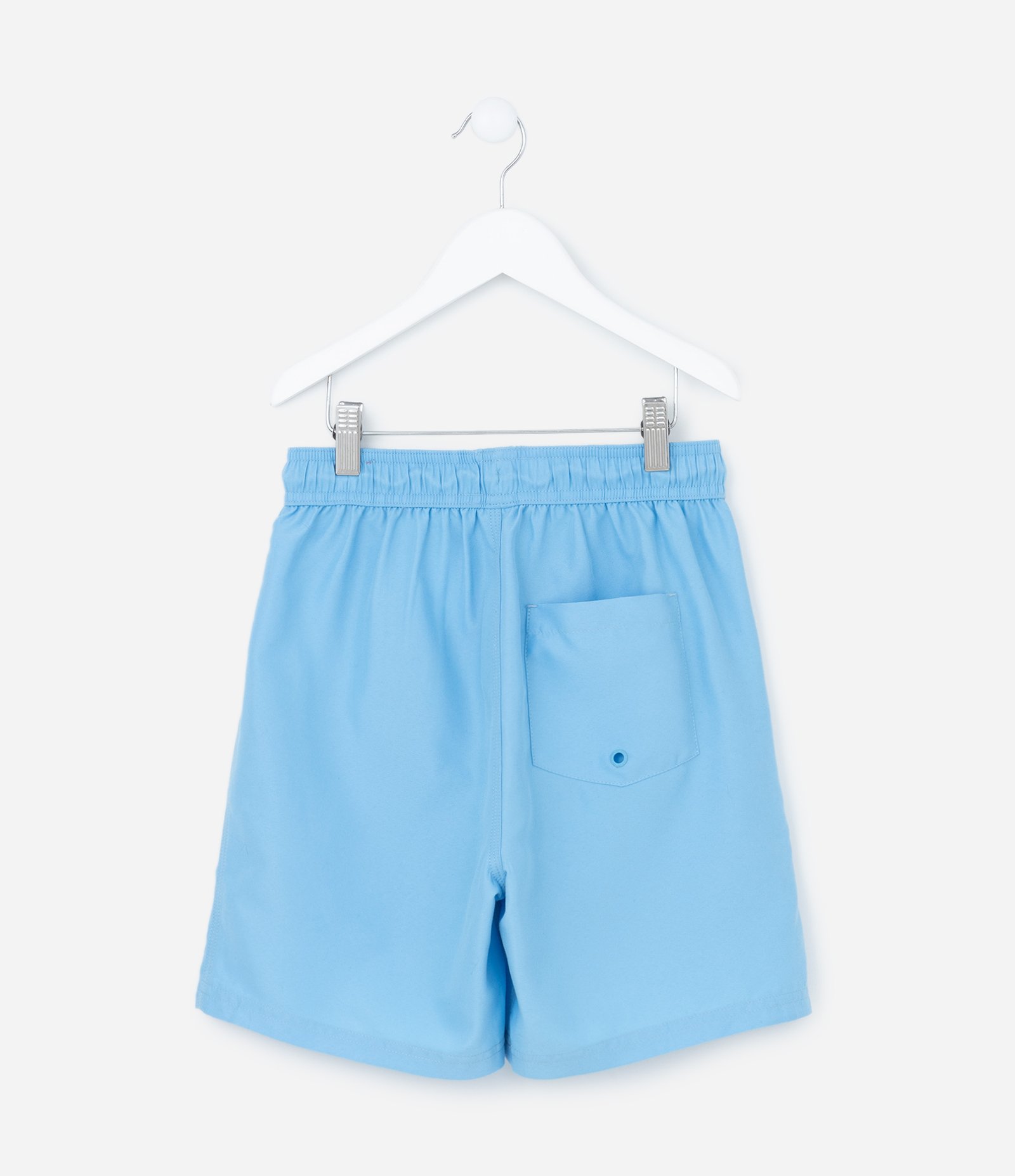 Bermuda de Banho Infantil com Etiqueta Emborrachada - Tam 5 a 14 anos Azul Claro 2