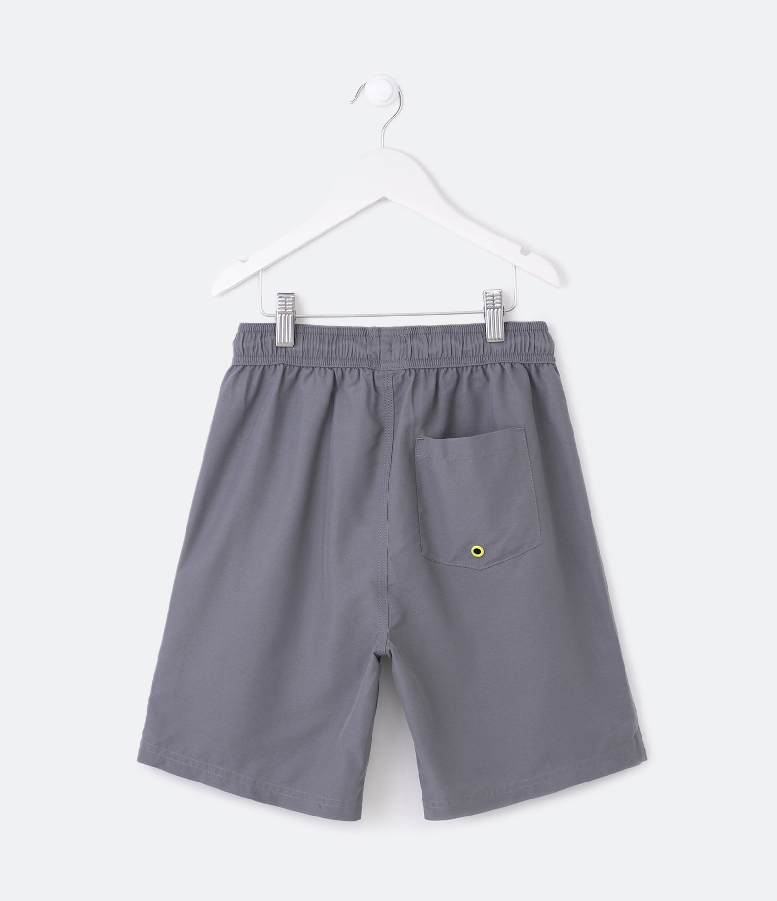 Bermuda de Banho Infantil com Etiqueta Emborrachada - Tam 5 a 14 anos Cinza 2