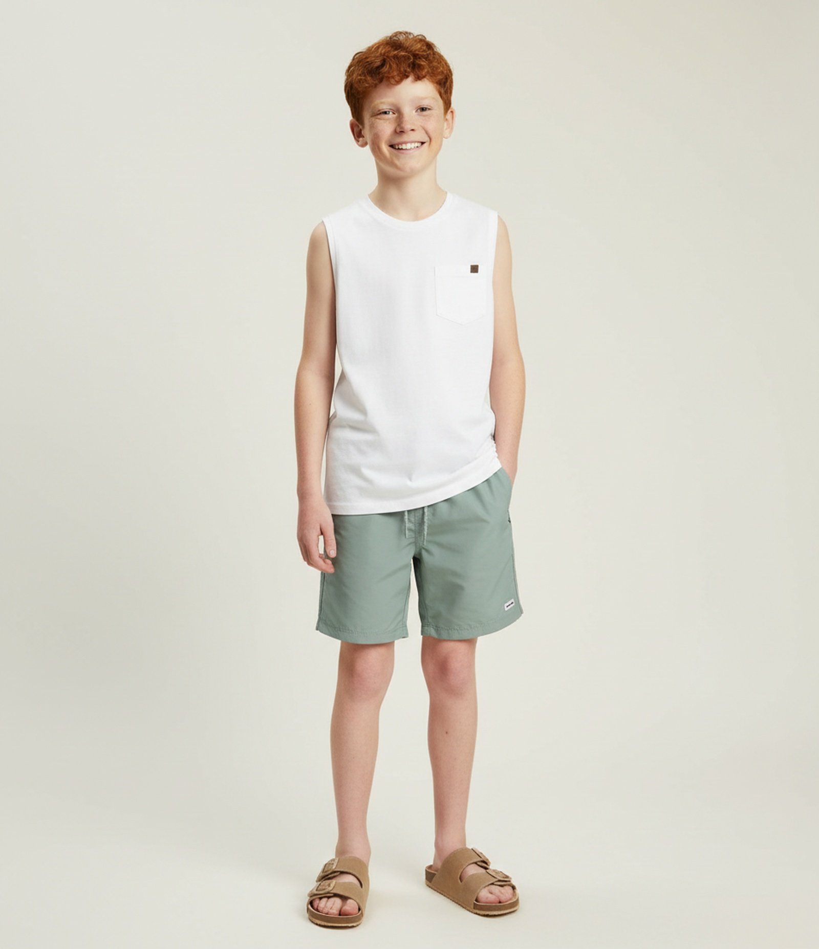 Bermuda de Banho Infantil com Etiqueta Emborrachada - Tam 5 a 14 anos Verde 1