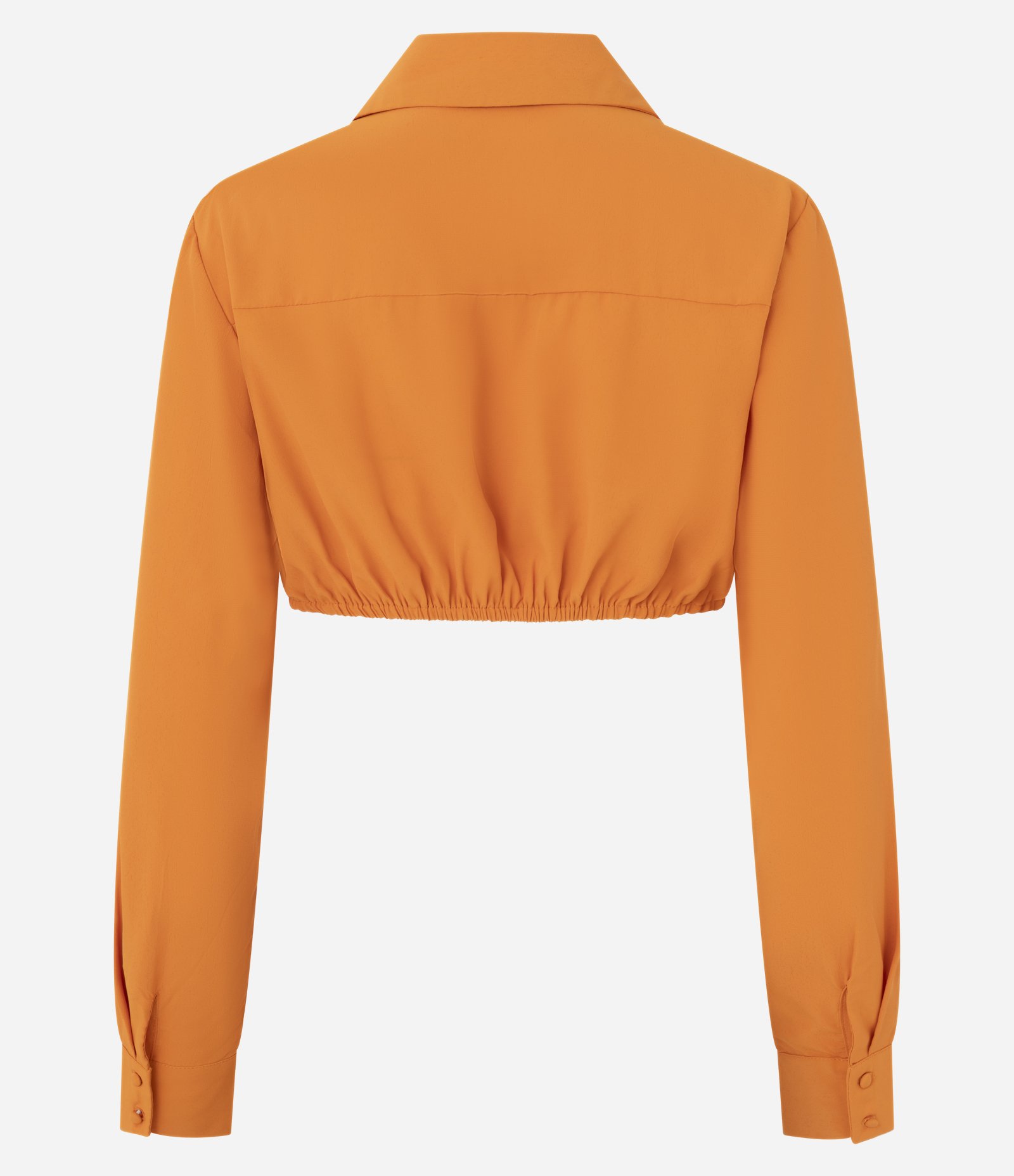 Blusa Cropped em Crepe com Argola na Abertura e Franzidos nas Costas Laranja 5