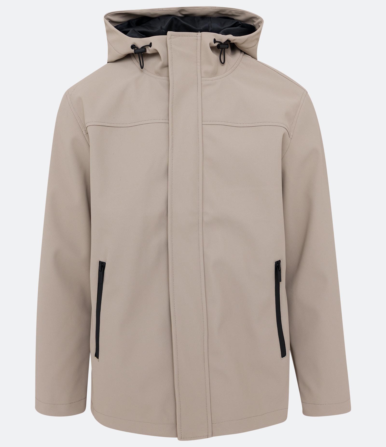 Jaqueta Impermeável com Capuz e Bolsos com Zíper Bege 7