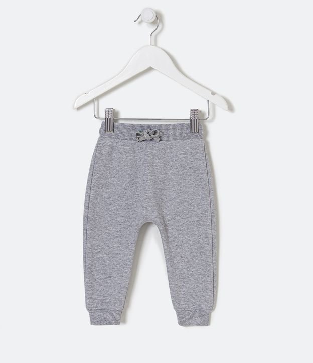 Pantalón Infantil en Algodón y con Felpa - Talle 0 a 18 meses Gris 1