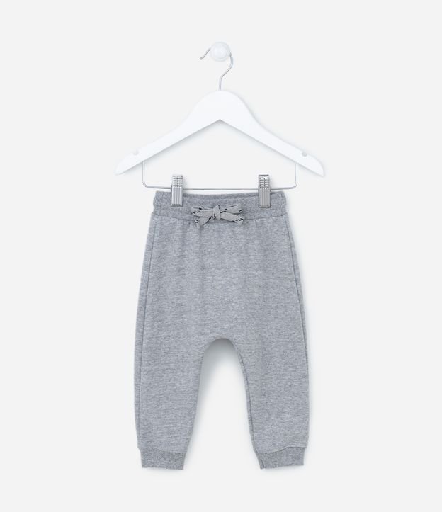 Pantalón Infantil en Algodón y con Felpa - Talle 0 a 18 meses Gris 3