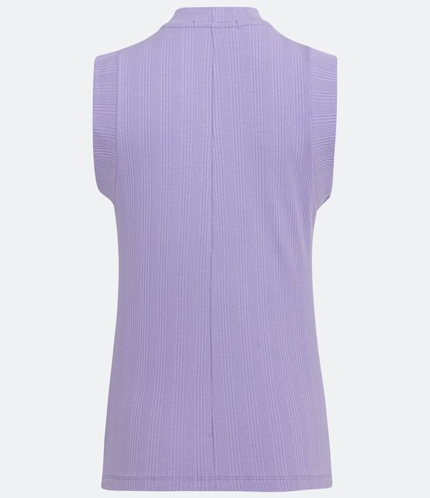 Blusa Regata en Viscosa Acanalada con Cuello alto Violeta Claro 6