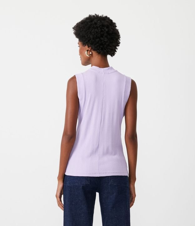 Blusa Regata en Viscosa Acanalada con Cuello alto Violeta Claro 3
