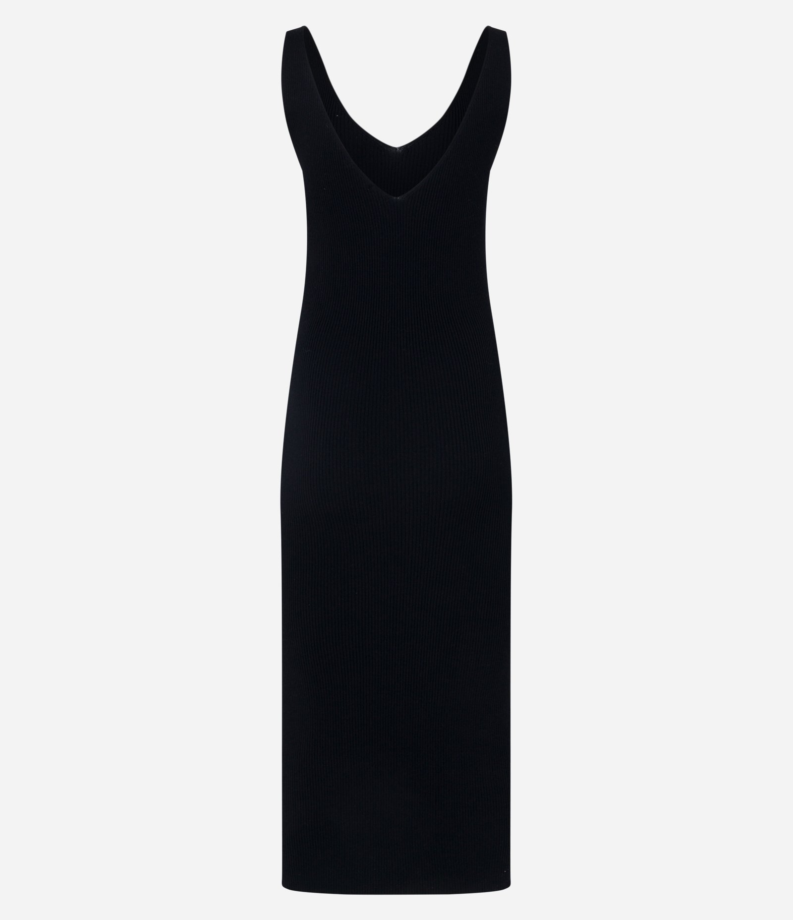 Vestido Midi em Tricô Texturizado com Decote V Preto 11