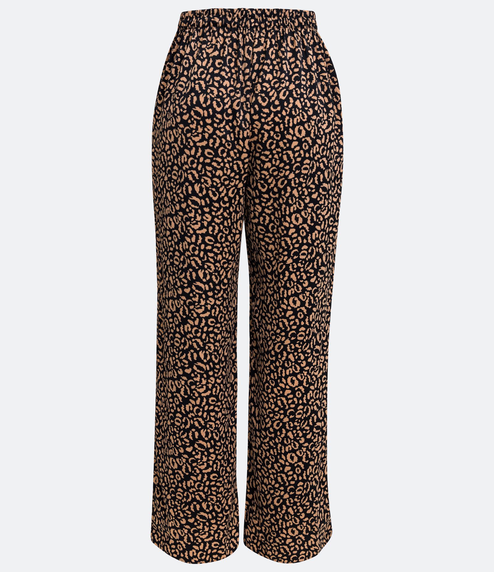 Calça Reta com Amarração no Cós e Estampa Animal Print Onça Preto 6