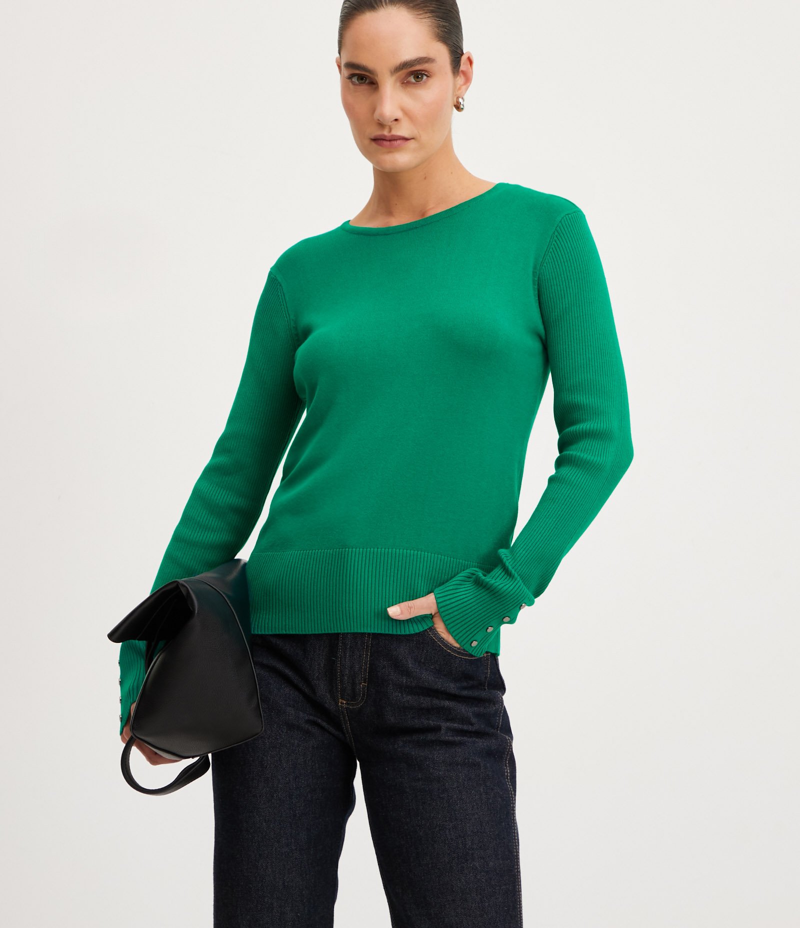 Suéter Alongado em Tricô com Manga Longa 1