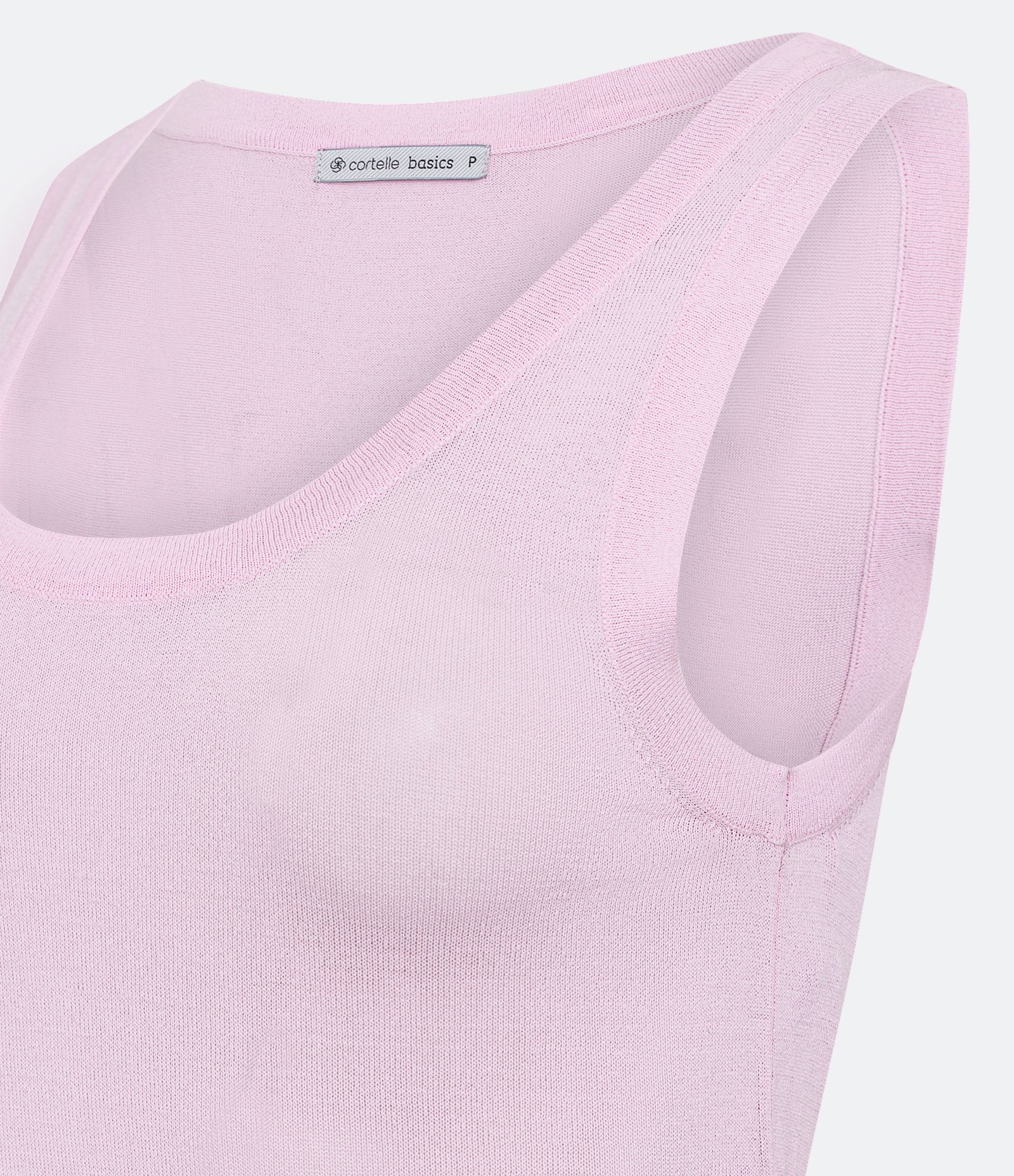 Blusa Sem Manga em Tricô Leve com Gola U Rosa Claro 6