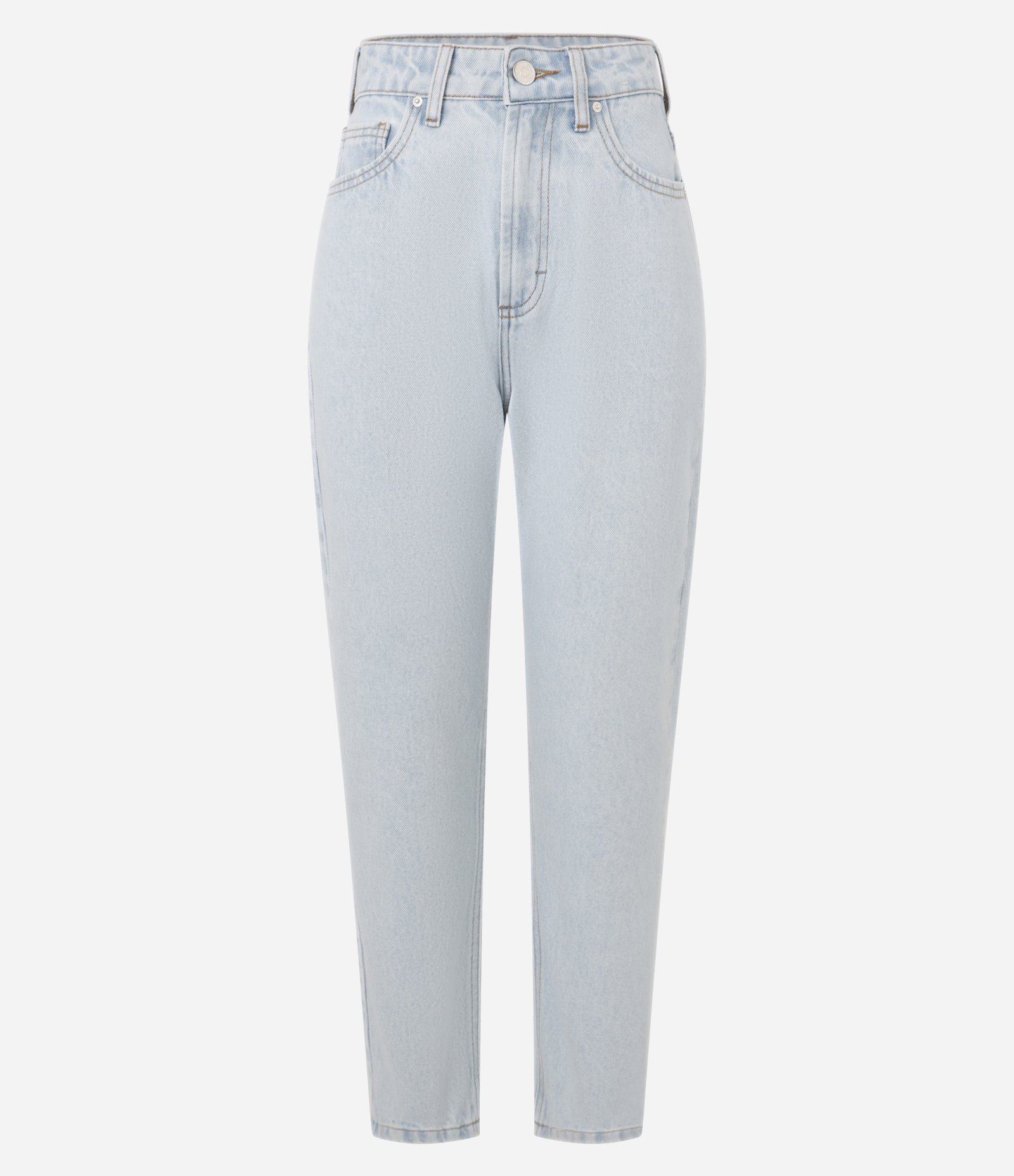 Calça Mom em Jeans Delavê com Bolsos Azul 6