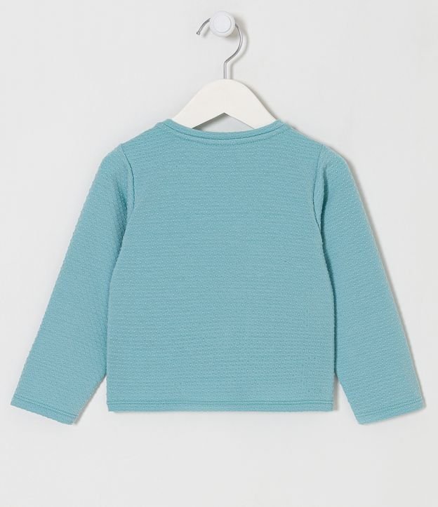 Blusa Infantil en Cotton con Bordado de Flor en Organza - Talle 1 a 5 años Azul 2