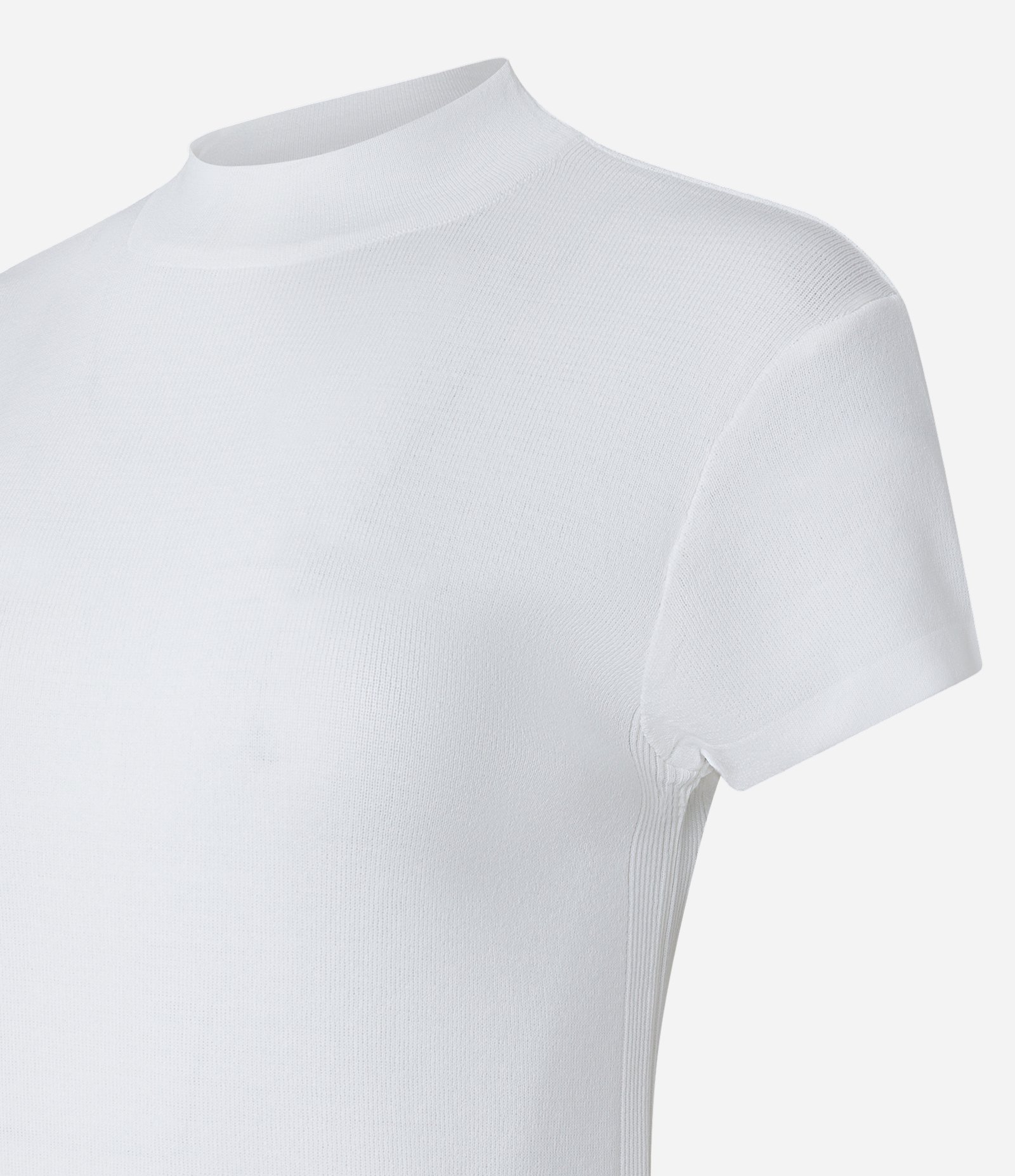Blusa Canelada em Ribana com Gola Altinha Branco Neve 6