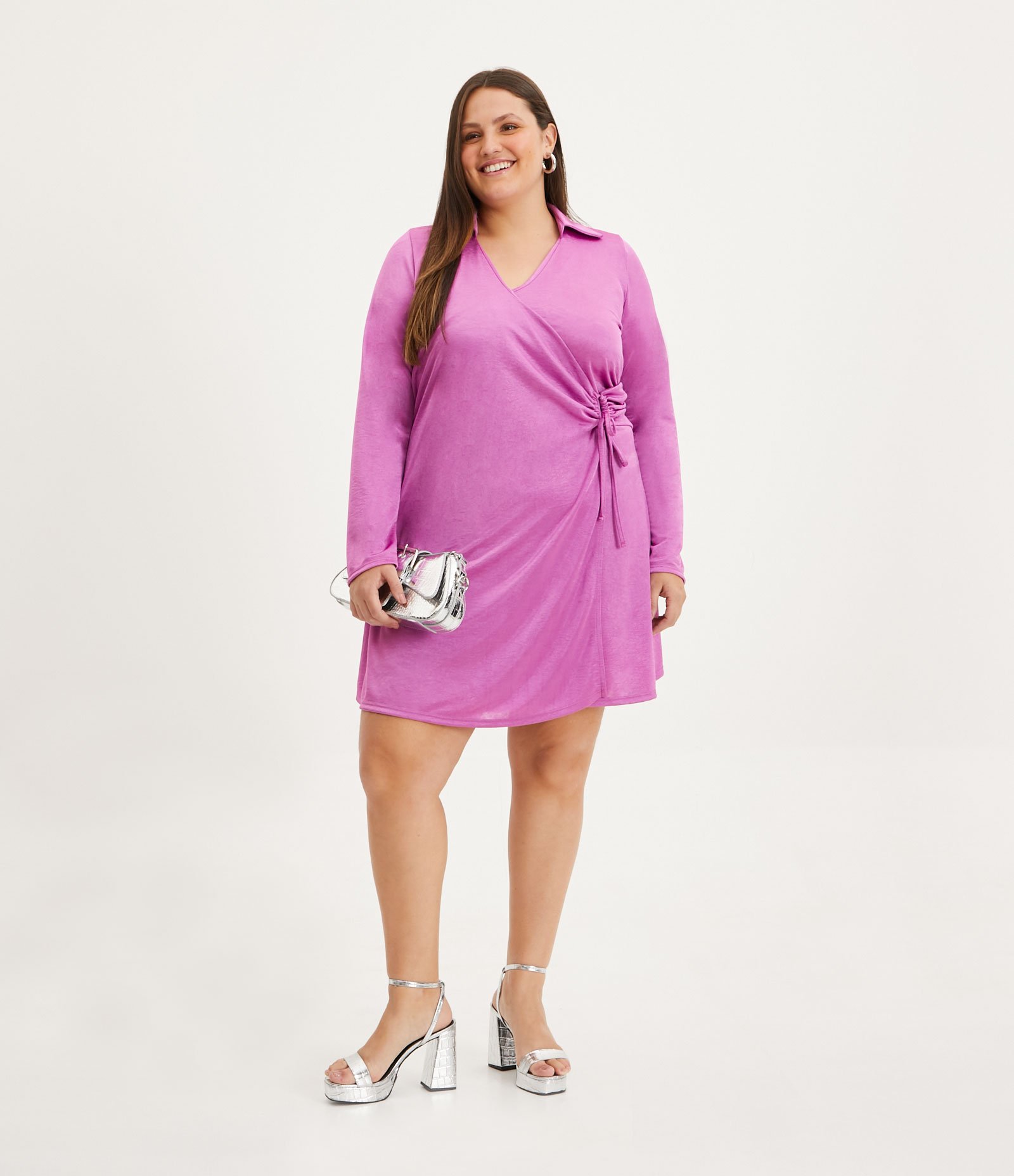 Vestido Curto em Jersey com Detalhe Transpassado Curve & Plus Size Lilás 2