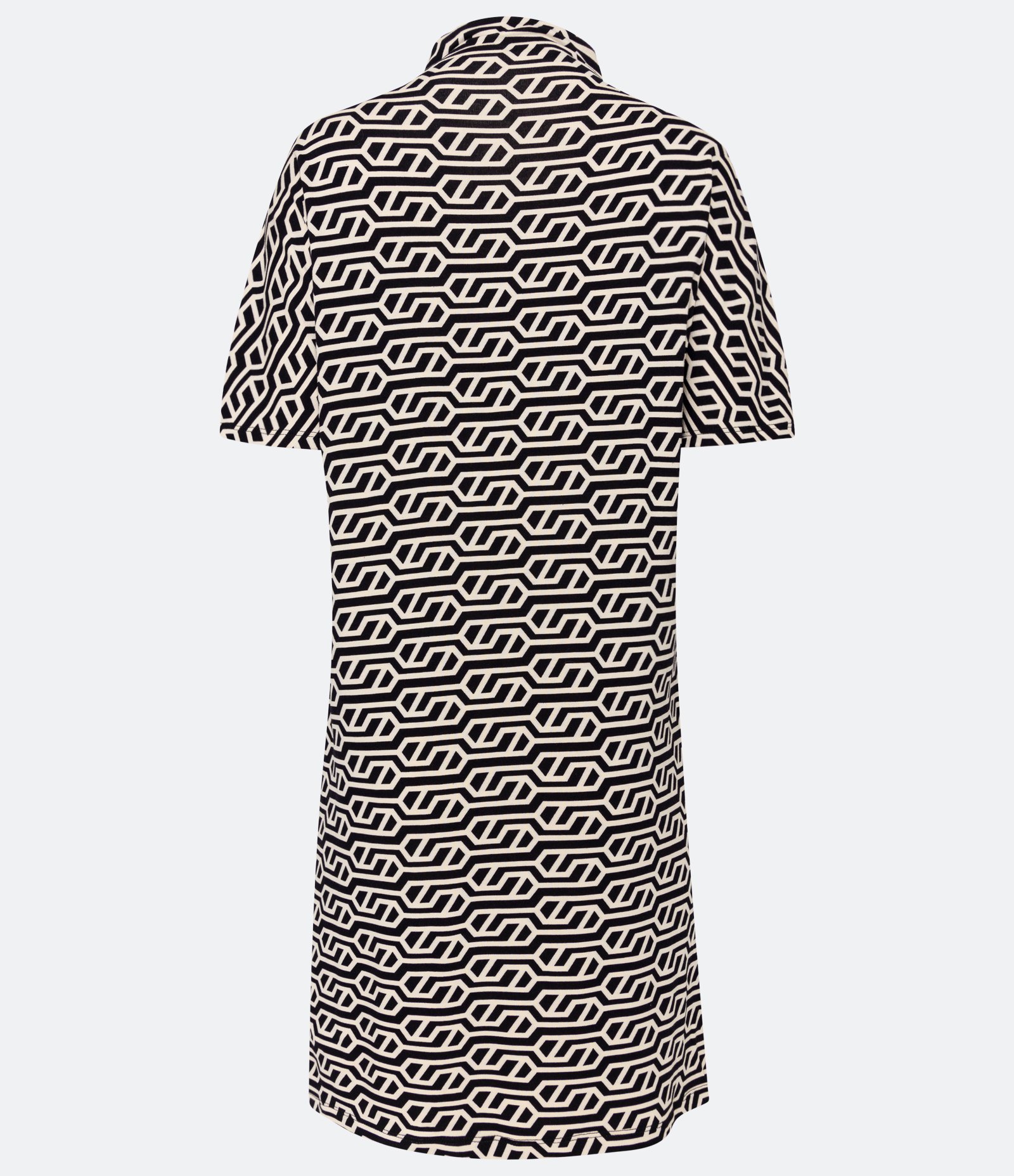 Vestido Midi em Molecotton com Estampa Geométrica e Recortes na Cava Preto 8