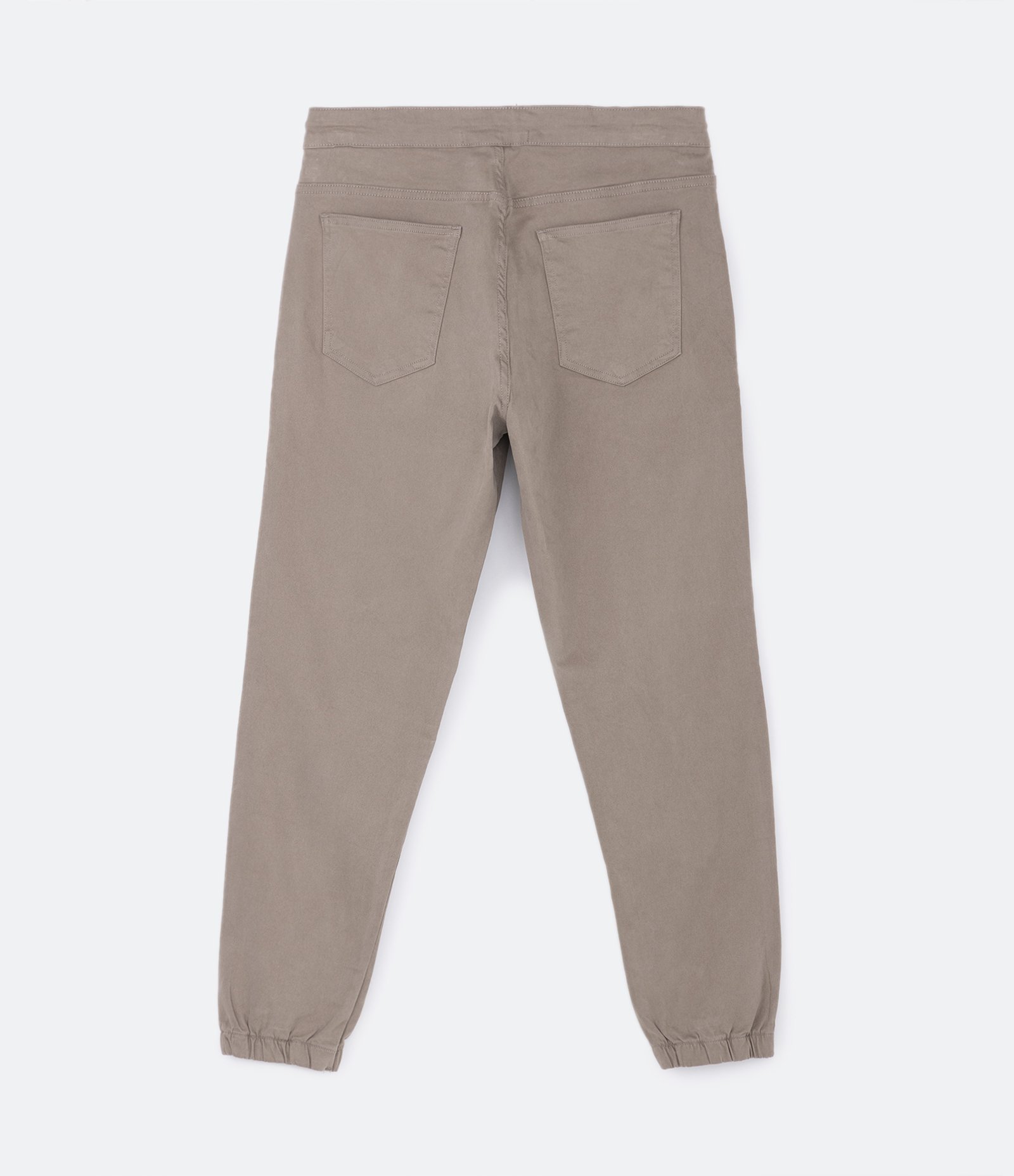 Calça Jogger em Sarja com Amarração na Cintura Bege 2
