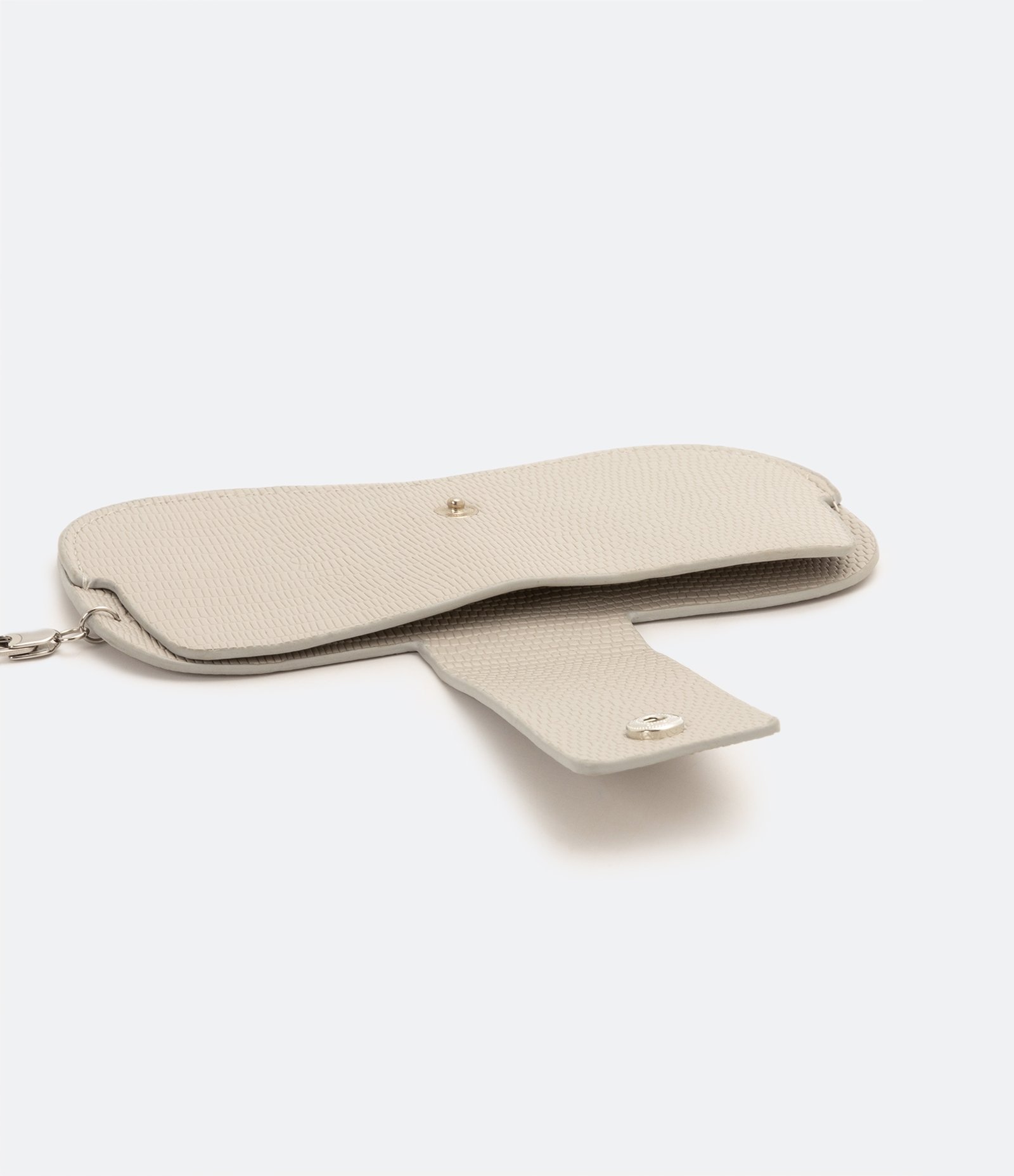 Estojo de Óculos com Botão e Alça de Corrente Bege 2