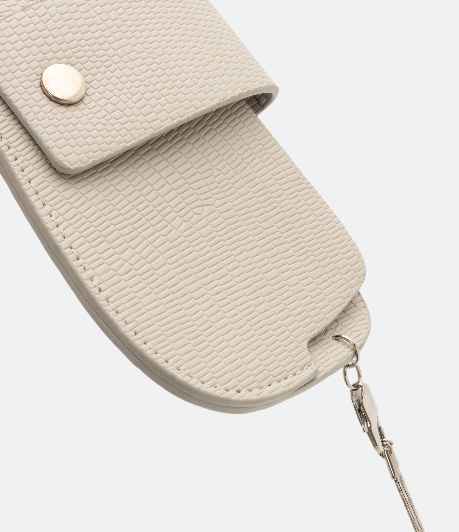 Estojo de Óculos com Botão e Alça de Corrente Bege 4