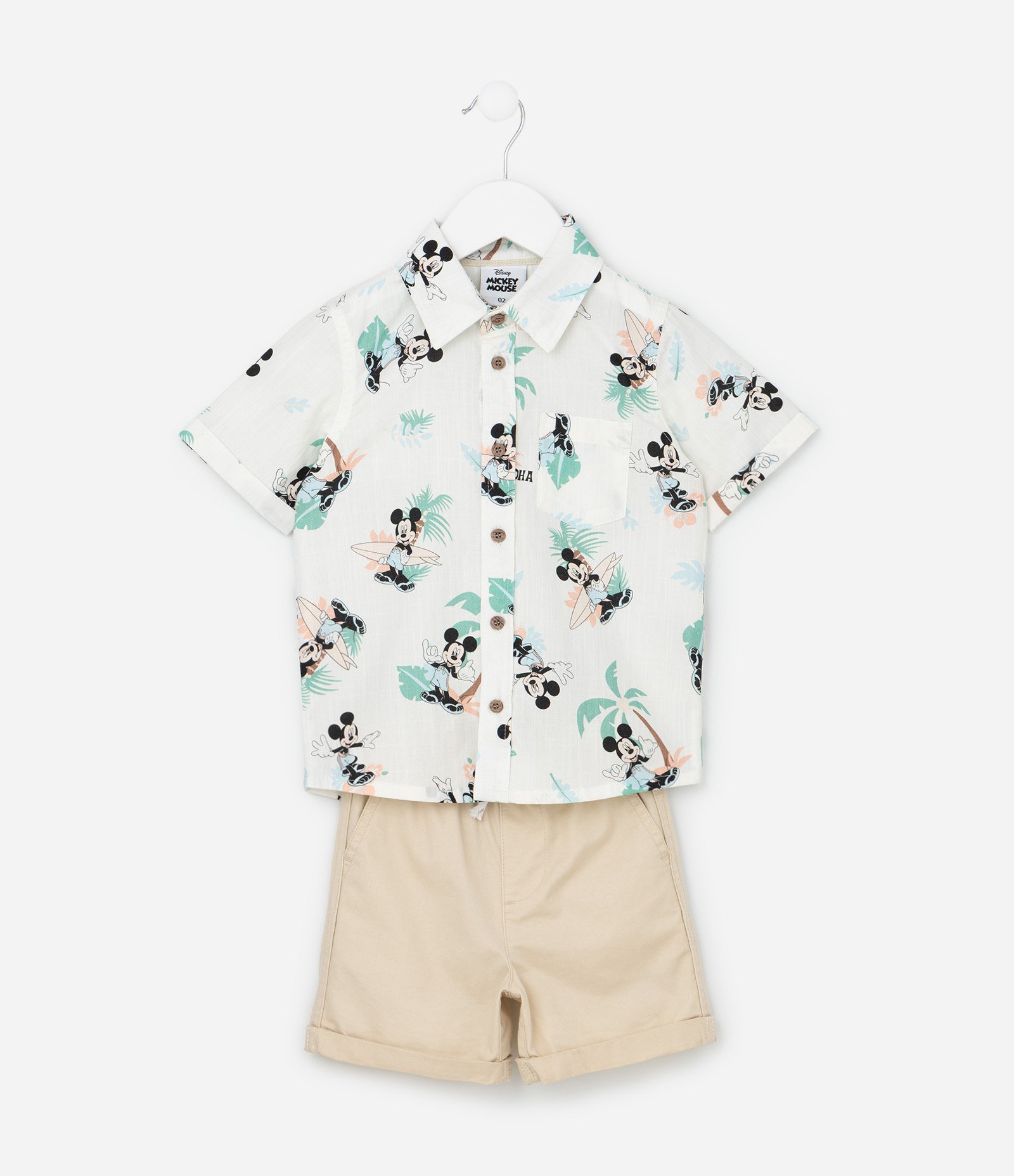 Conjunto Infantil com Estampa do Mickey - Tam 2 a 5 anos Off White 1