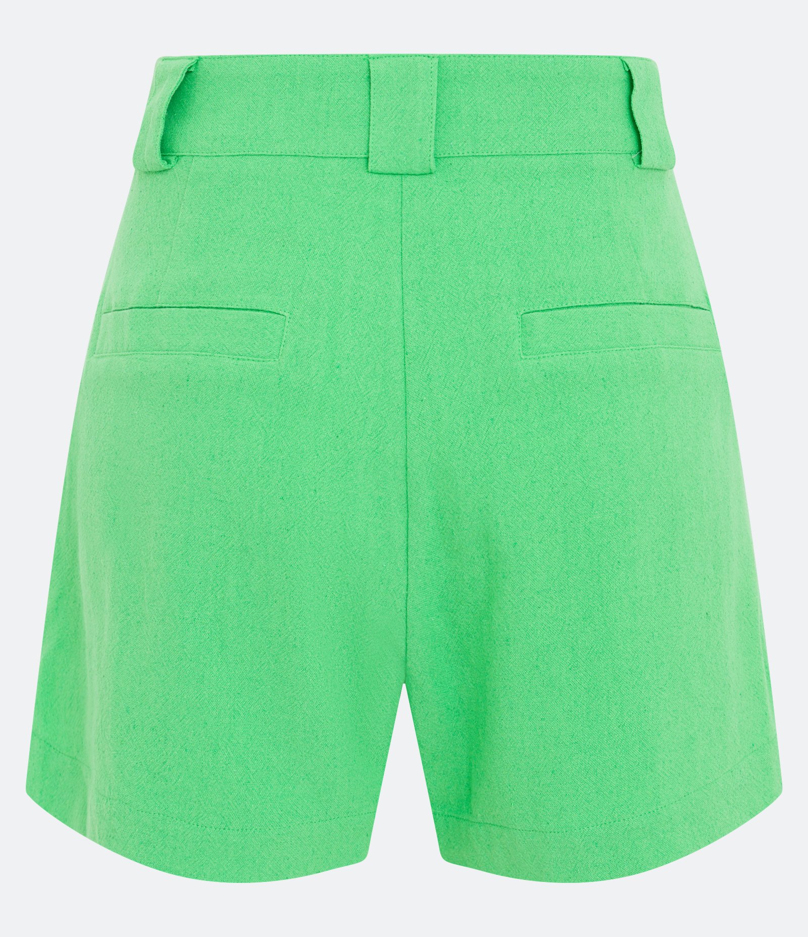 Short Cintura Alta em Linho com Pregas Frontais Verde 2