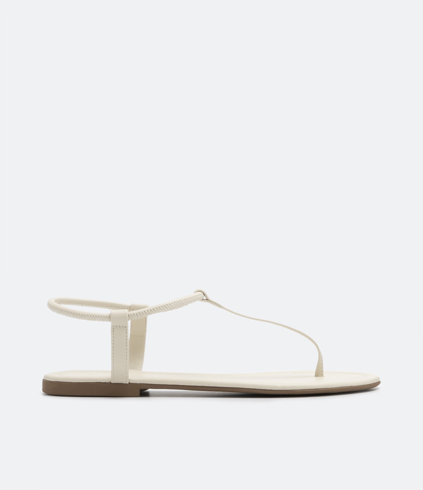 Sandália Rasteira Fio com Fechamento Elástico Bege 3