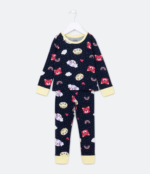 Pijama Longo Infantil Em Ribana Estampa Bichinhos Da Floresta Tam