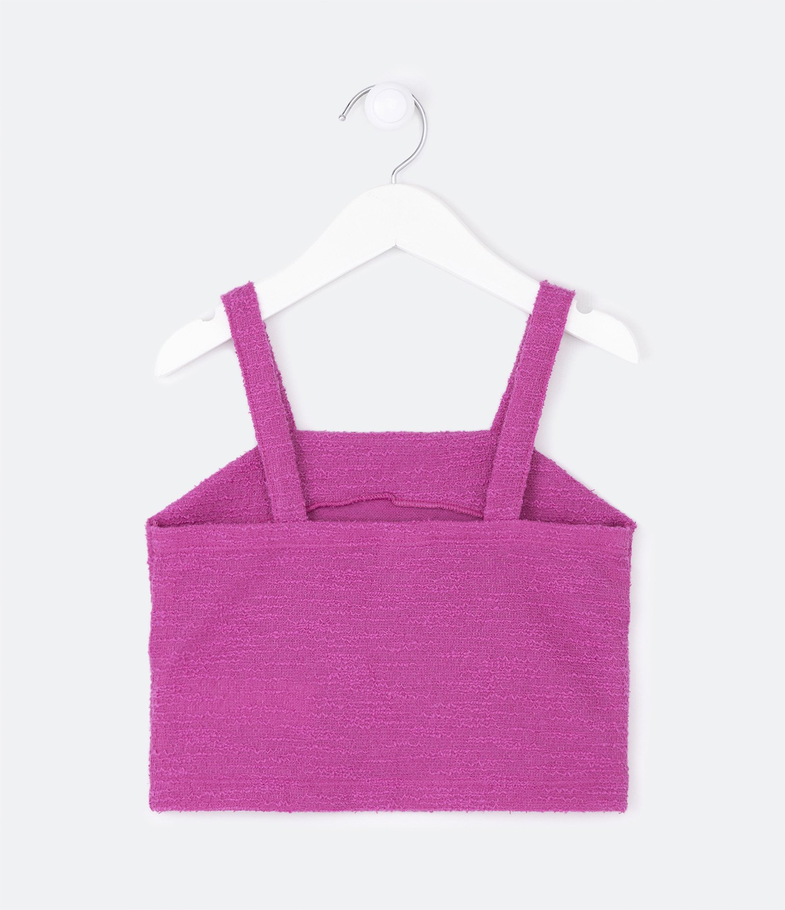 Blusa de Alça em Tweed com Textura - Tam 5 a 14 Anos Rosa 2