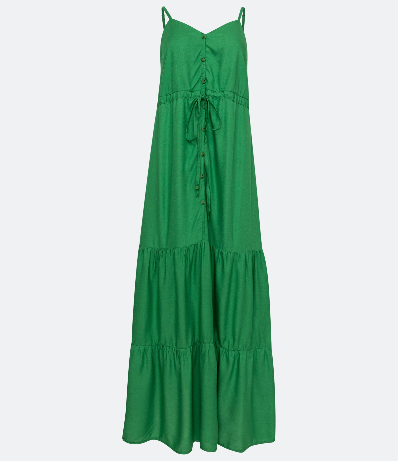 Vestido New Midi em Viscose com Botões e Babado na Barra Verde 7
